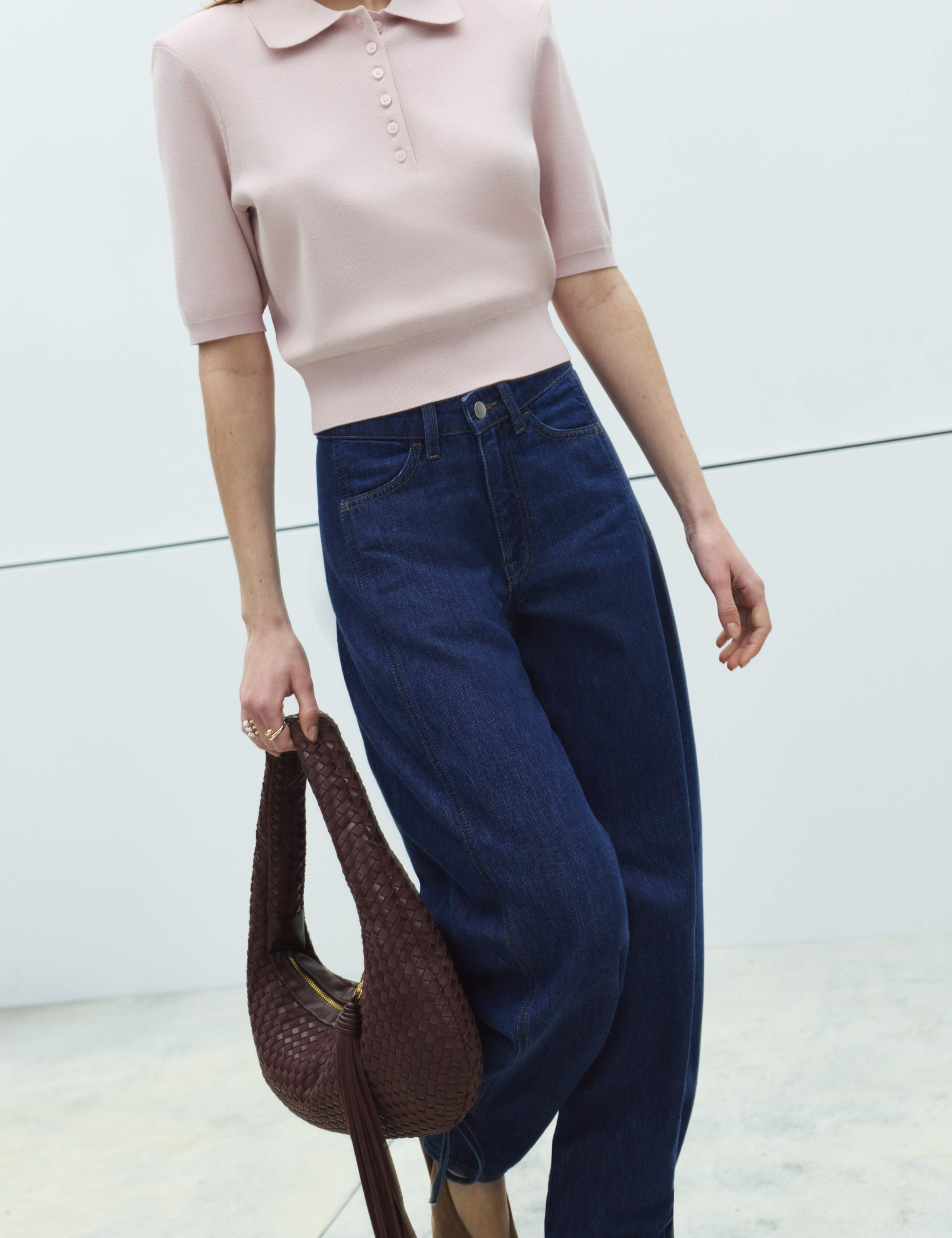 Collared Slim Fit Cropped Knitted Top 3 of 7