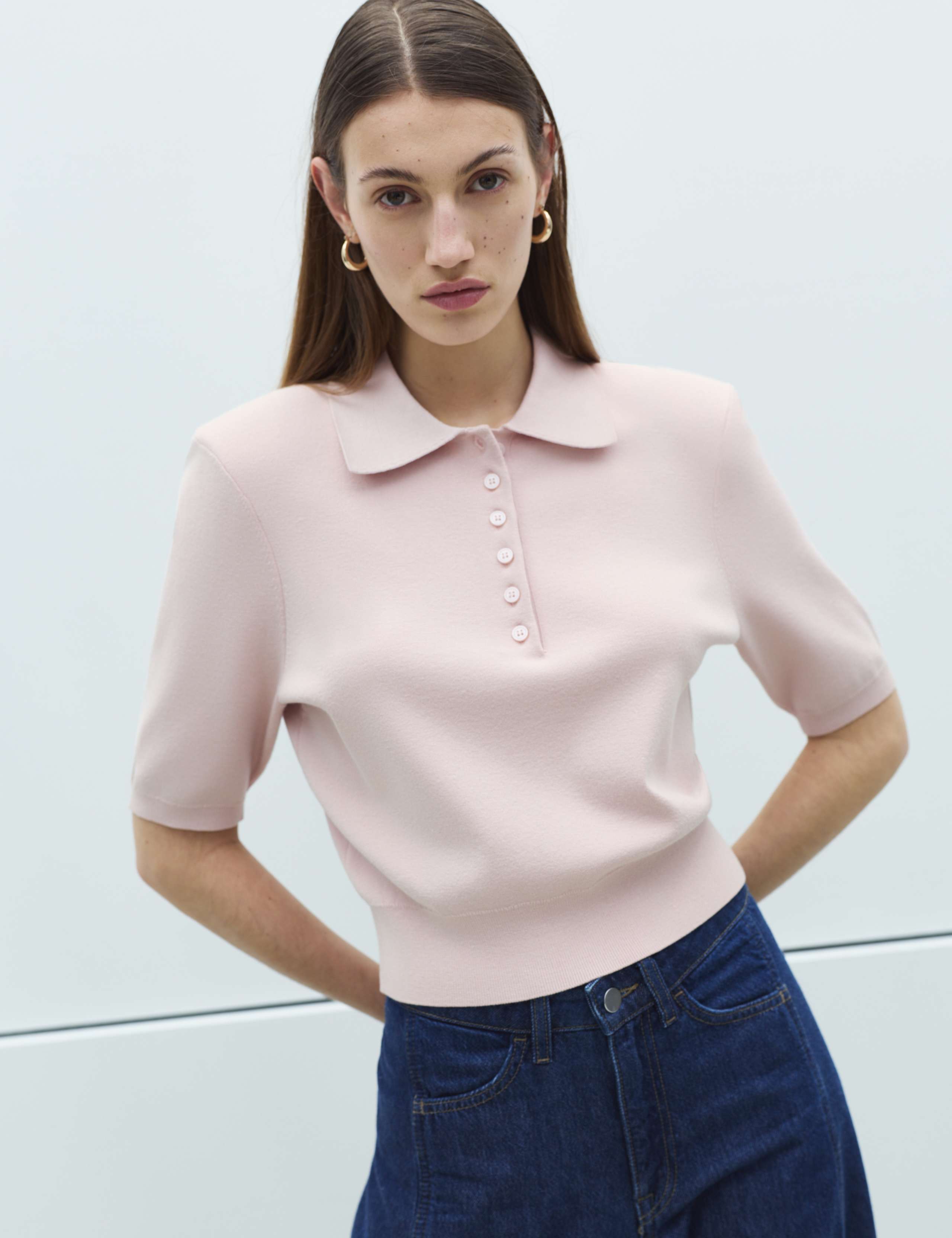 Collared Slim Fit Cropped Knitted Top 6 of 7