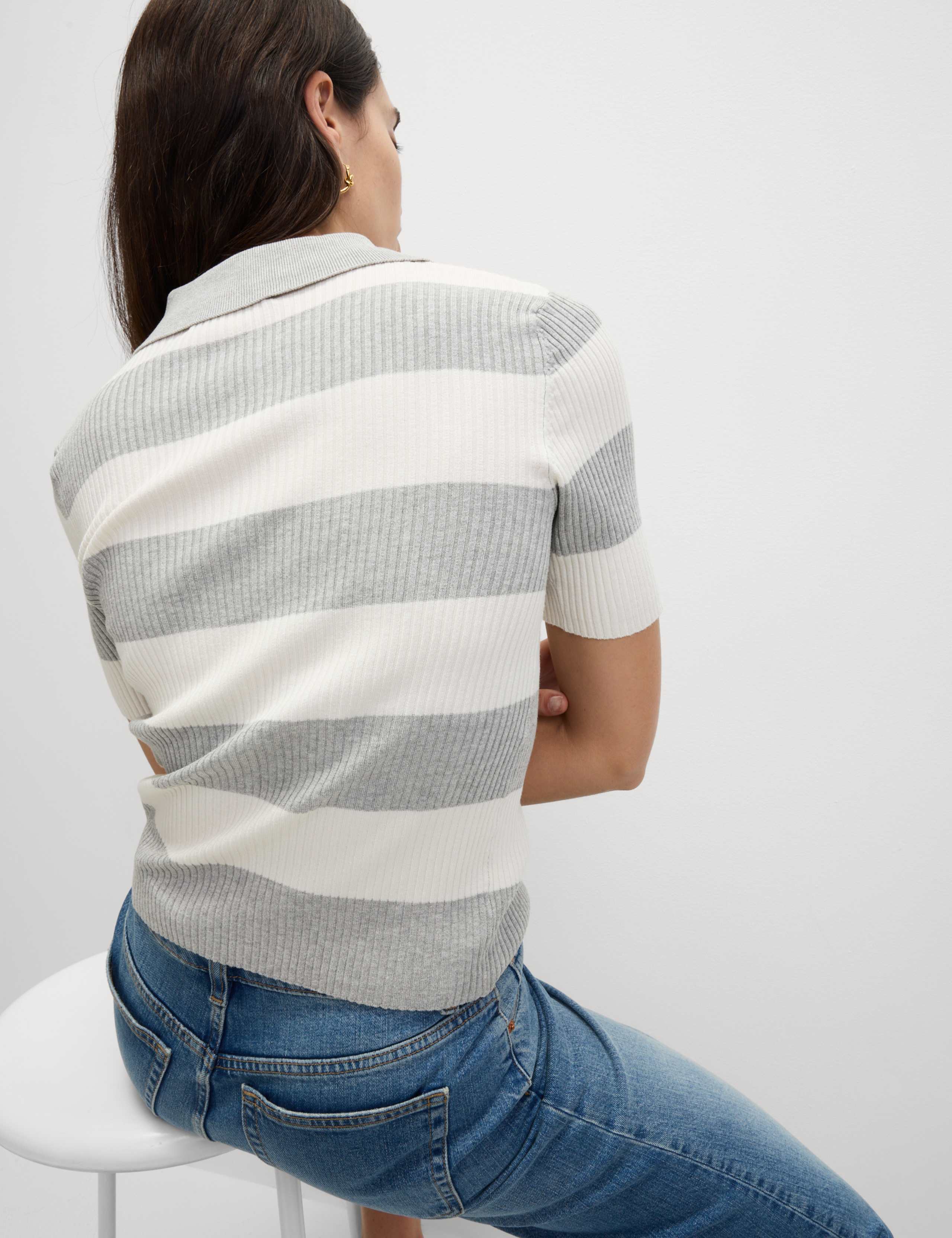 Soft Touch Striped Collared Knitted Top 5 of 7