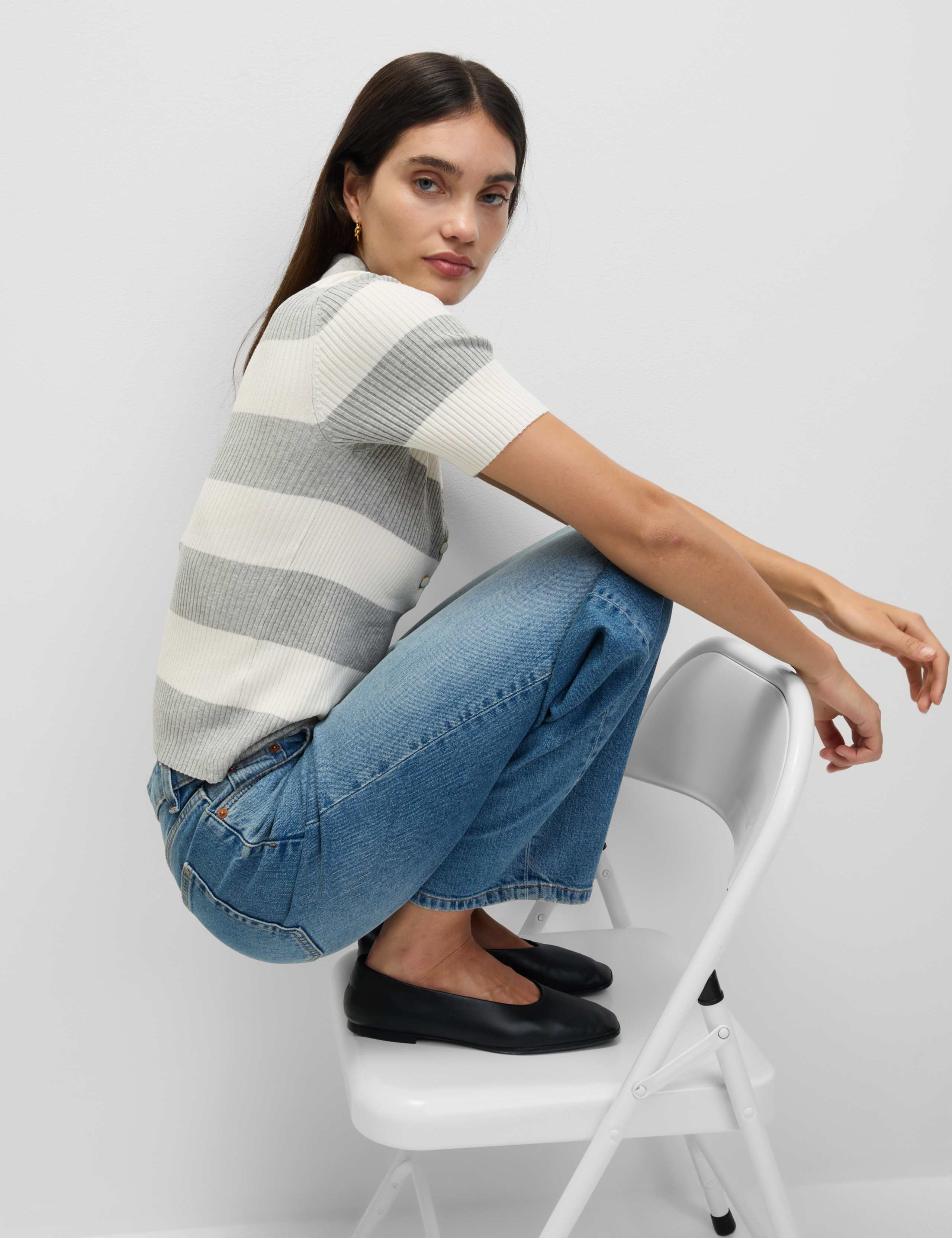 Soft Touch Striped Collared Knitted Top 6 of 7
