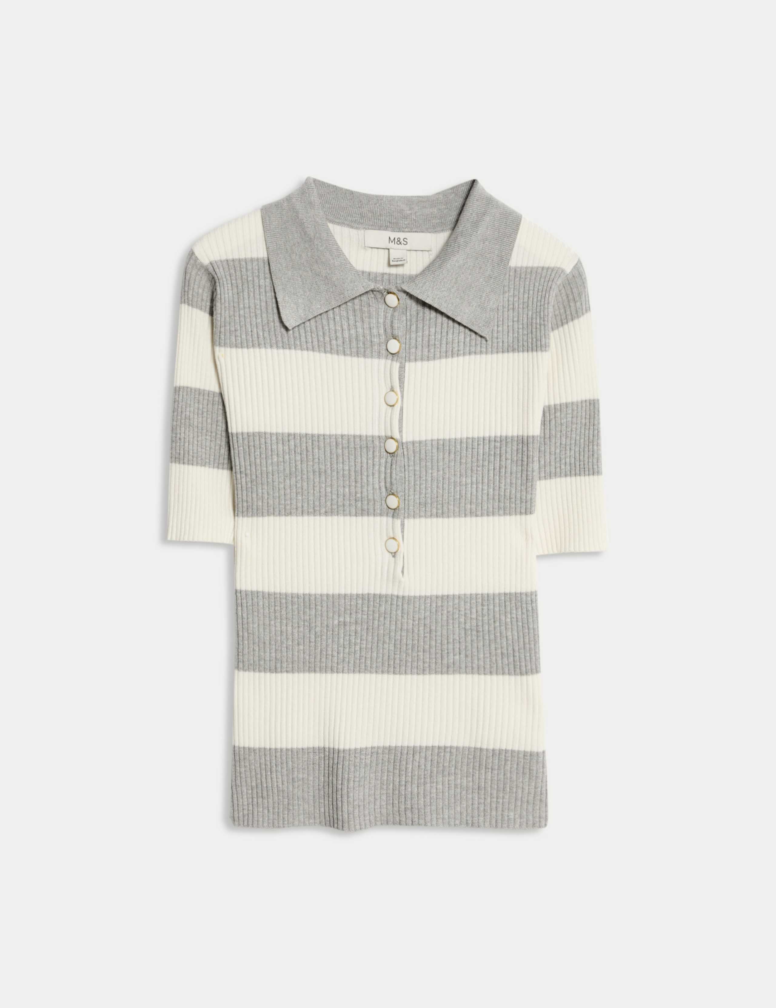 Soft Touch Striped Collared Knitted Top 2 of 7