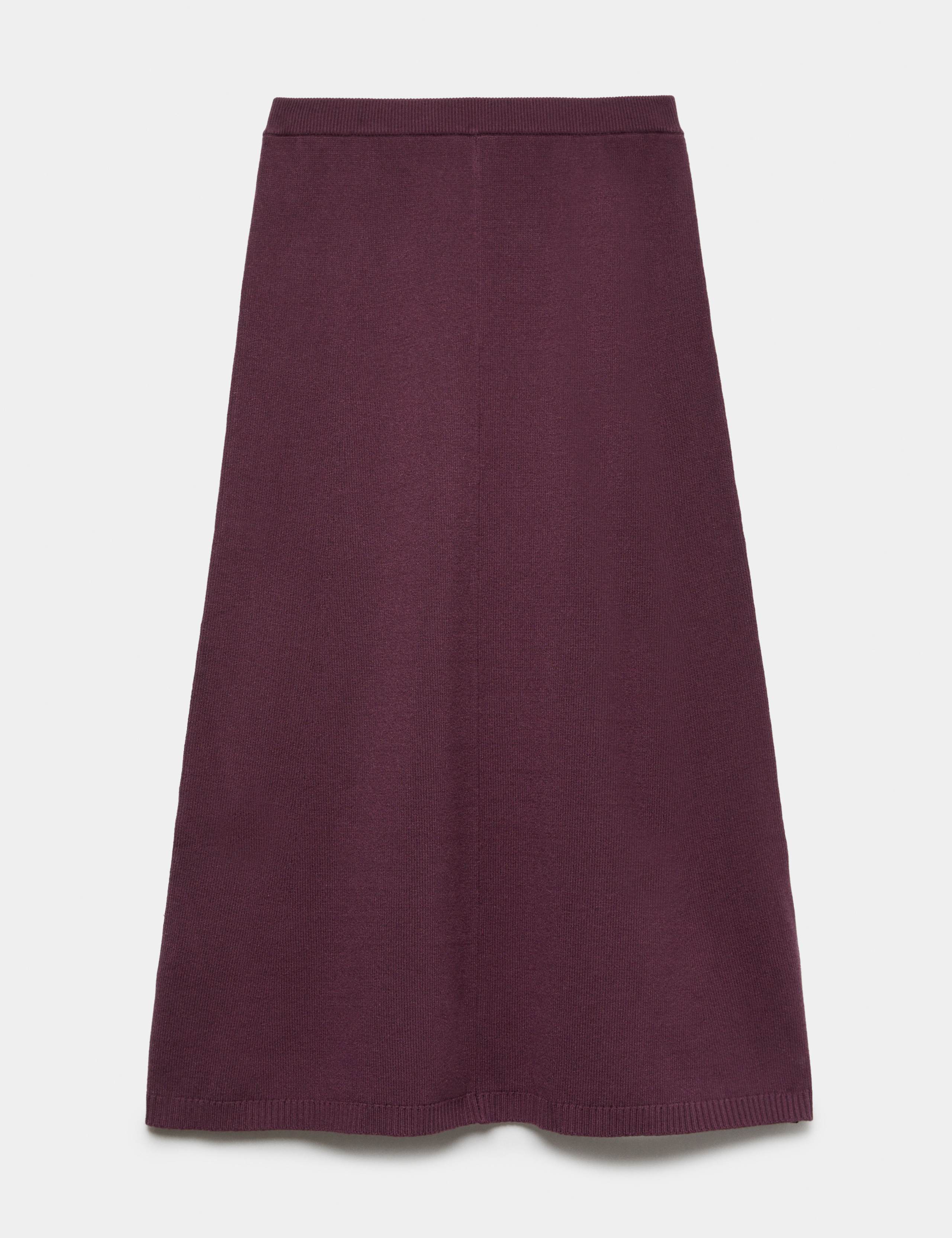 High Waisted Knitted Midi A Line Skirt 2 of 7