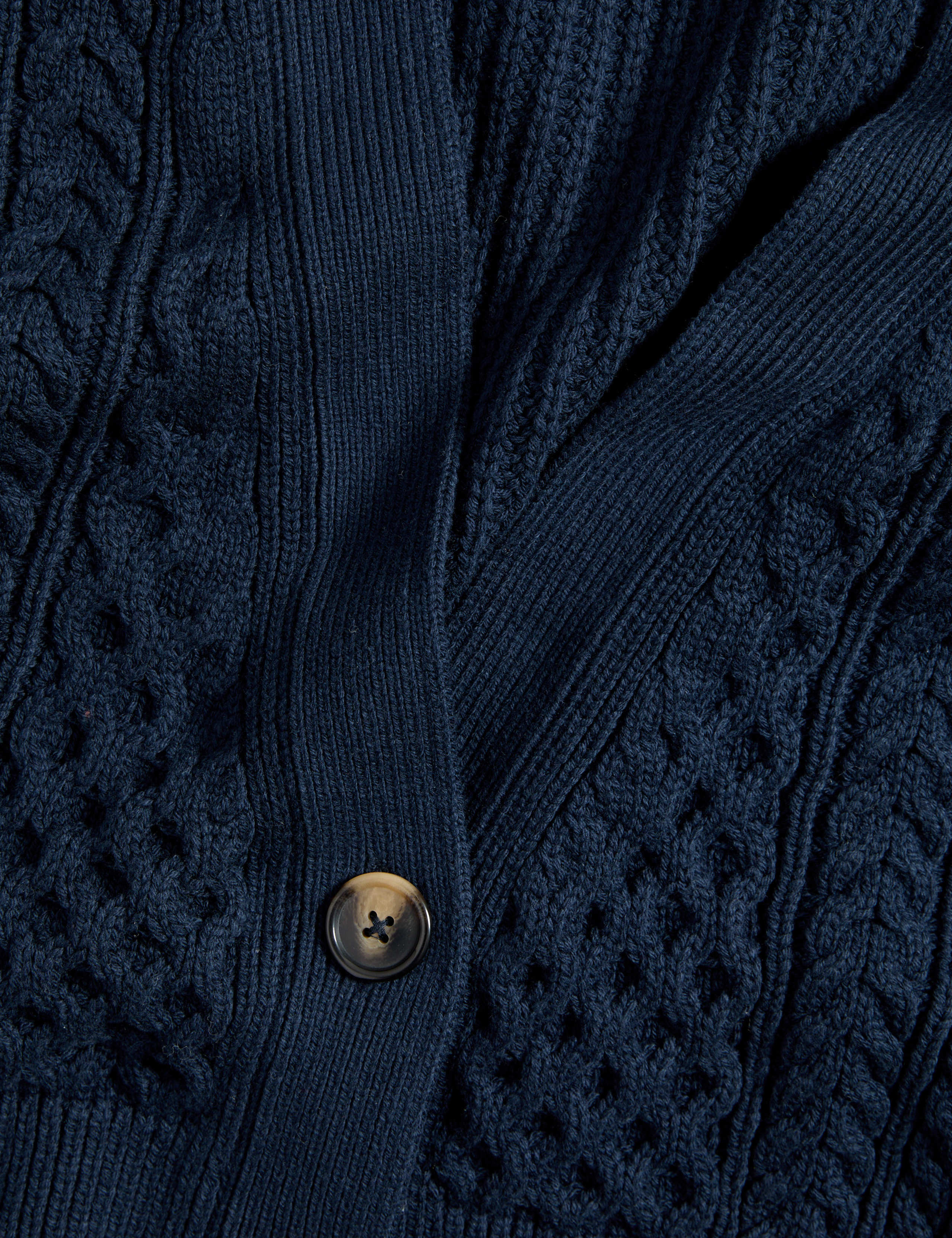 Cotton Rich Cable Knit V-Neck Cropped Cardigan 2 of 2