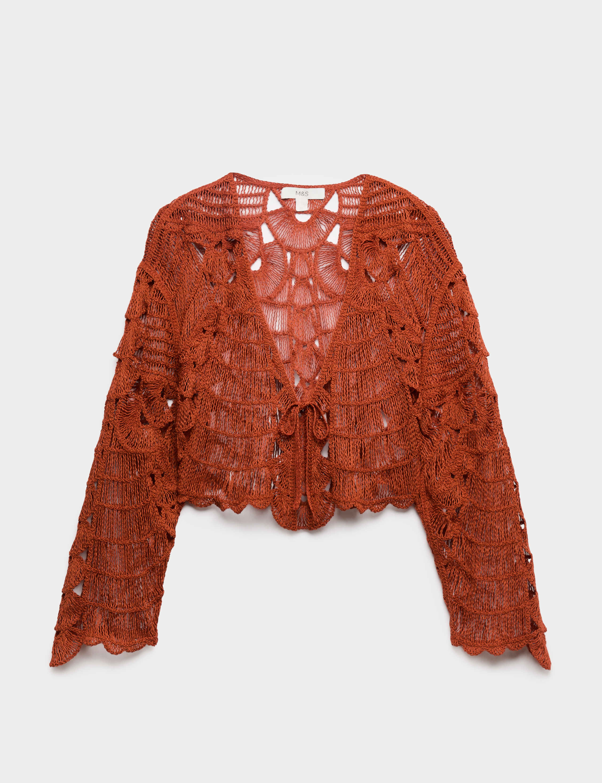 Textured V-Neck Tie Front Cardigan 2 of 5