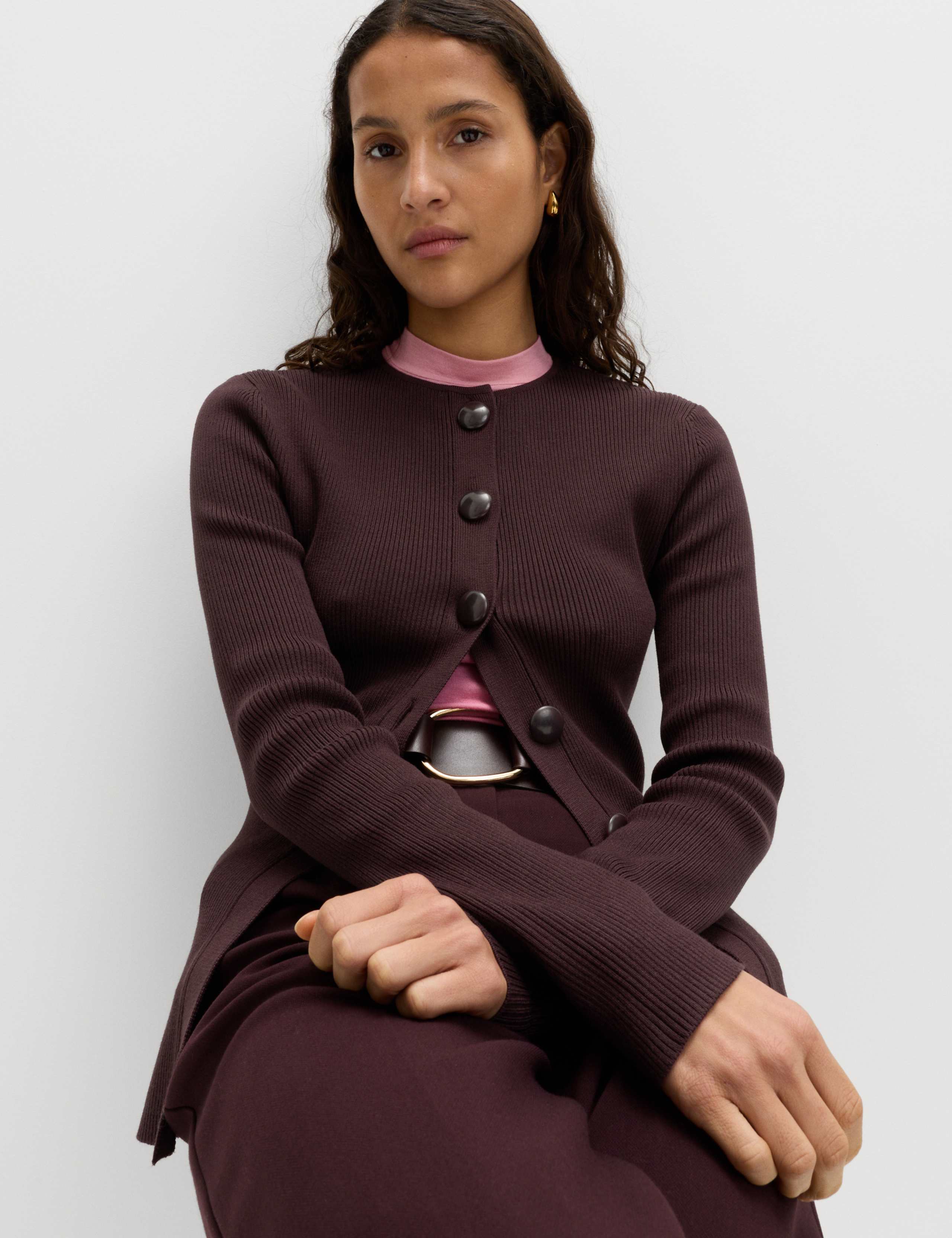 Ribbed Crew Neck Slim Fit Cardigan 6 of 6