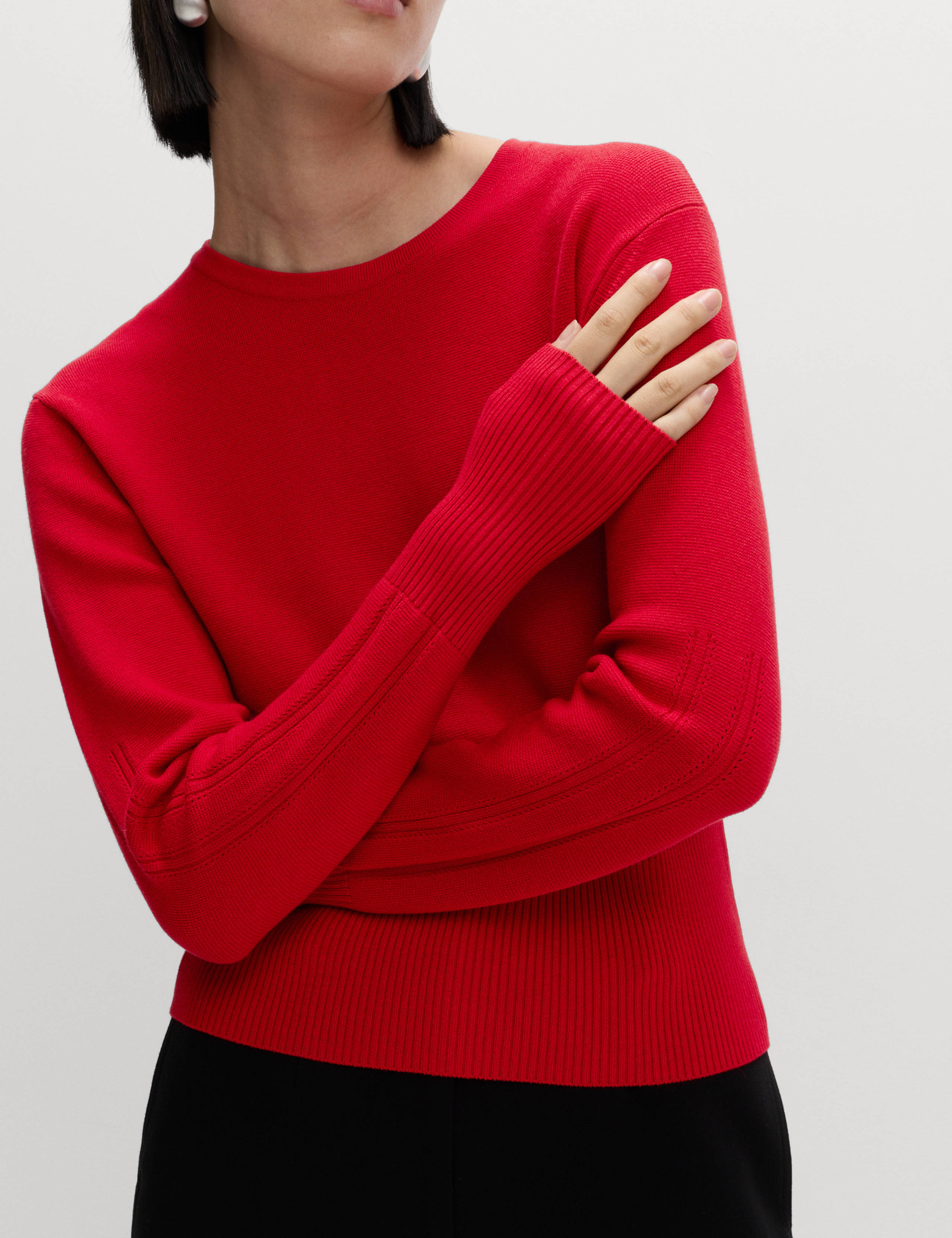 Crew Neck Waisted Knitted Top 1 of 6