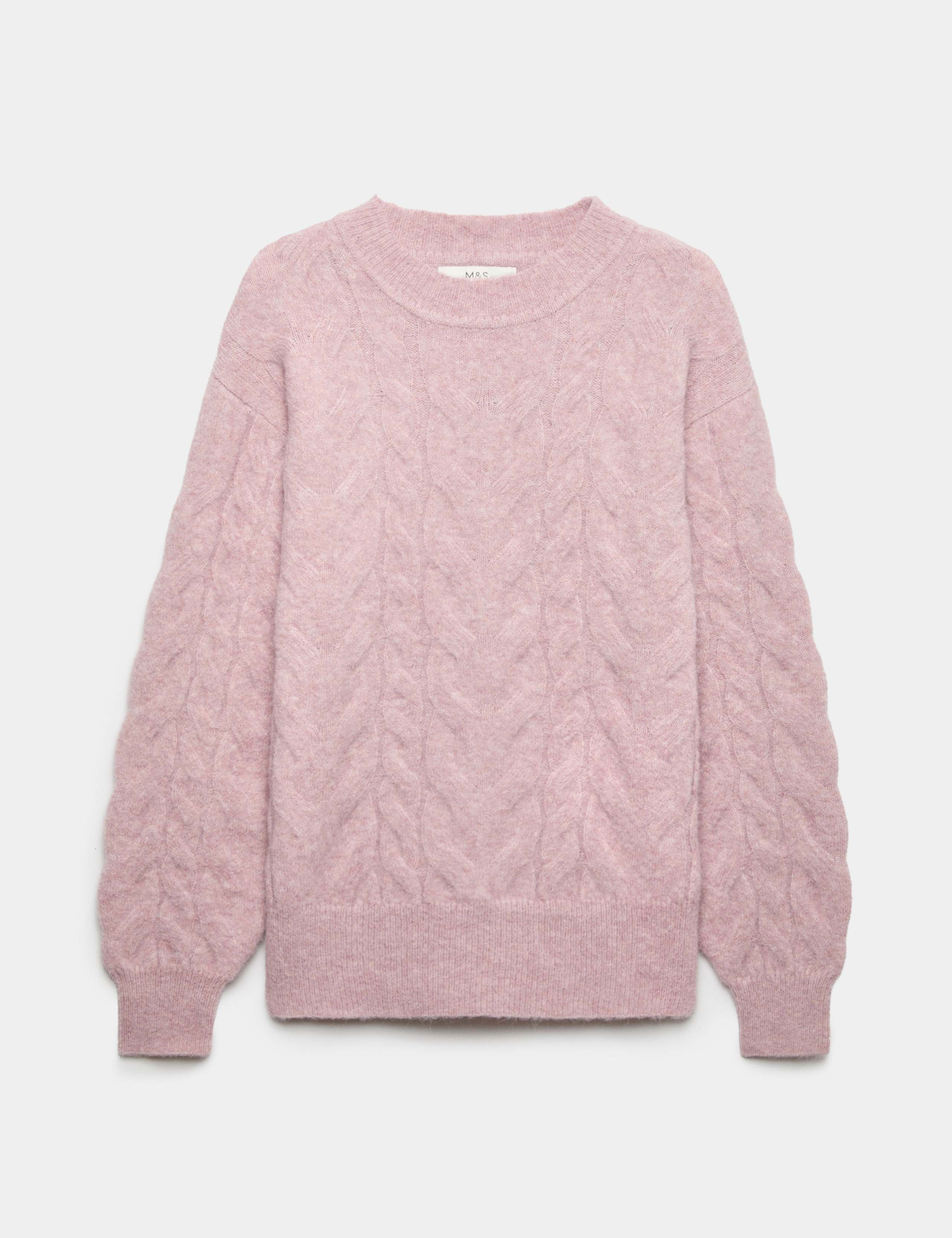 Cable Knit Crew Neck Jumper With Wool 2 of 5