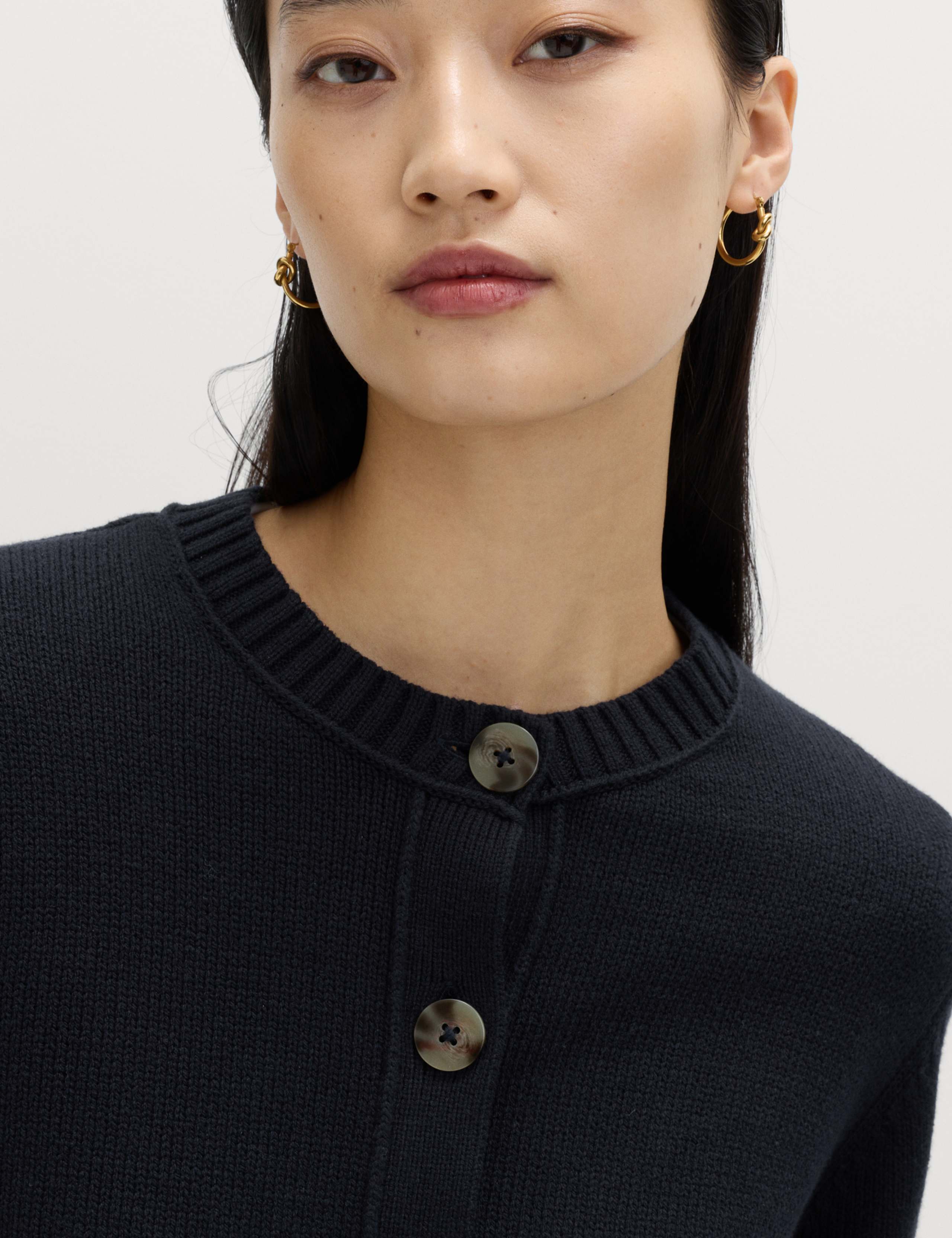 Cotton Rich Crew Neck Button Front Cardigan 3 of 6