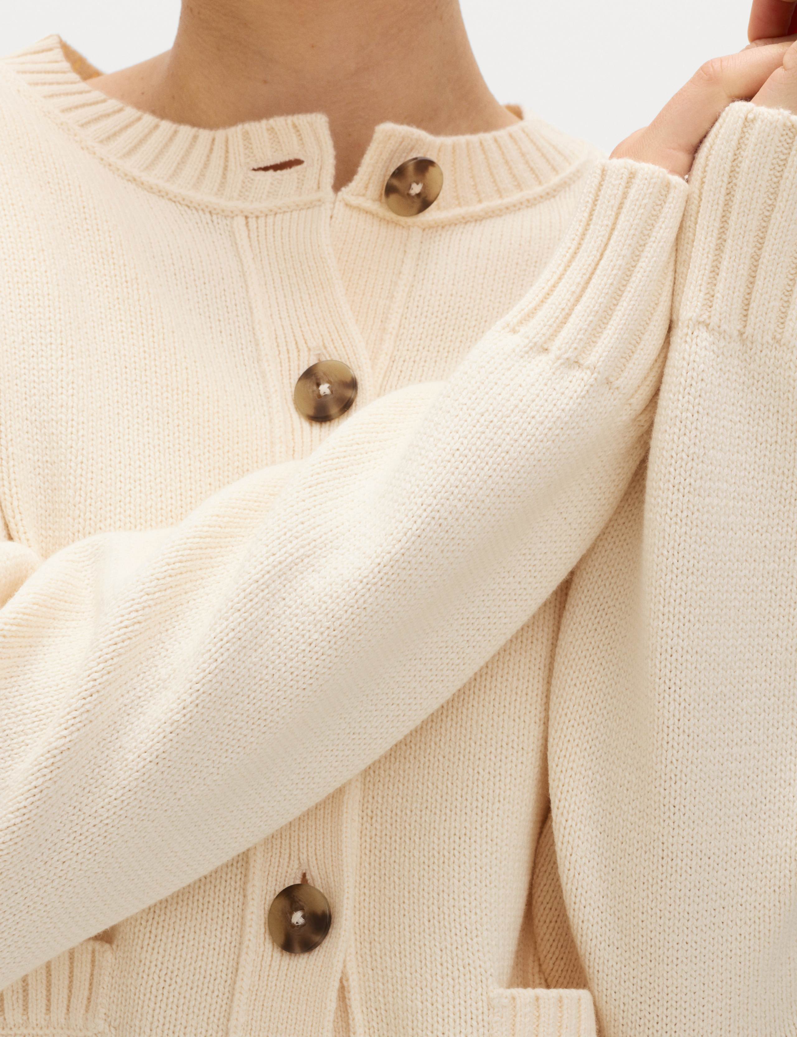 Cotton Rich Crew Neck Button Front Cardigan 1 of 4