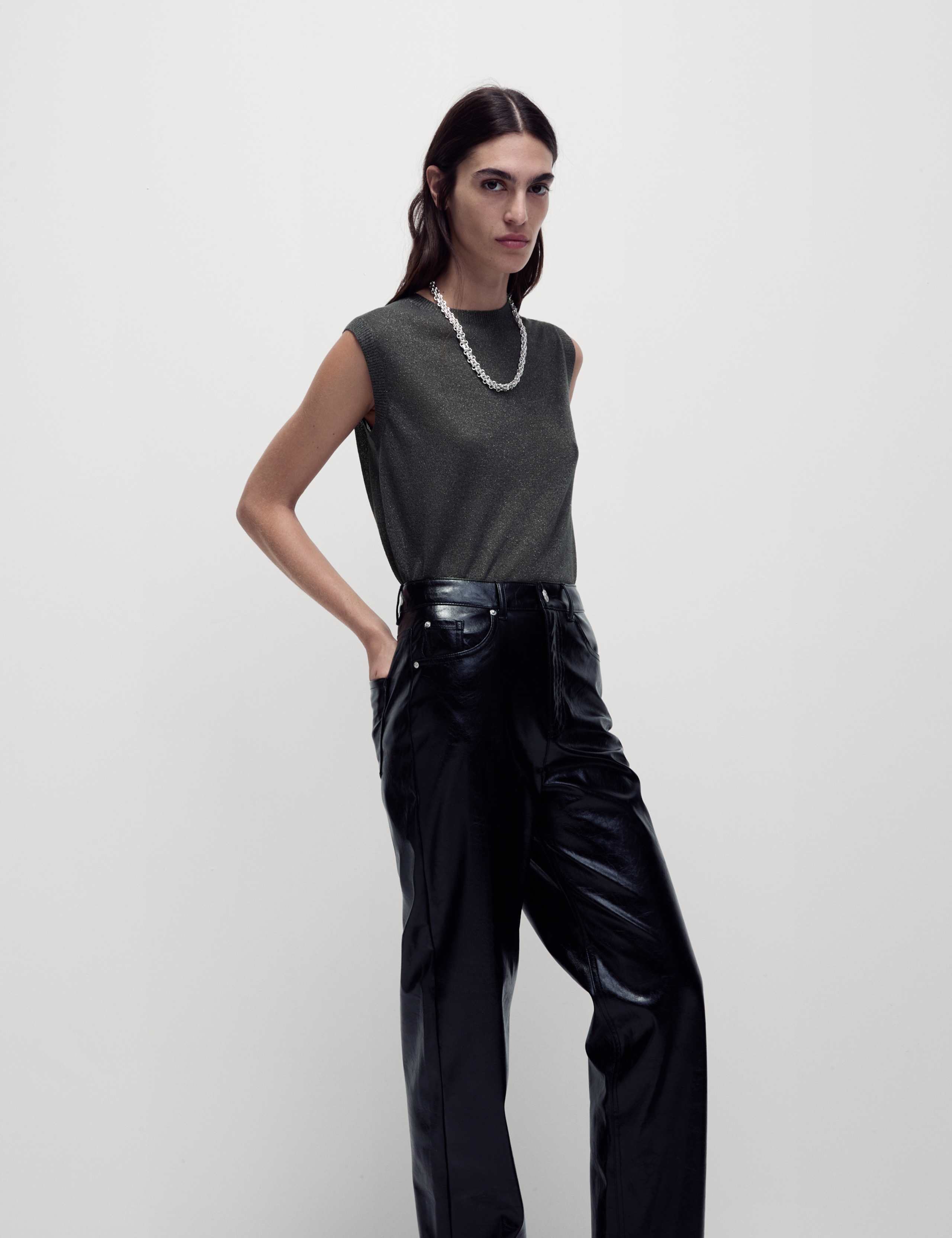 Ribbed Regular Fit Metallic Vest 3 of 7