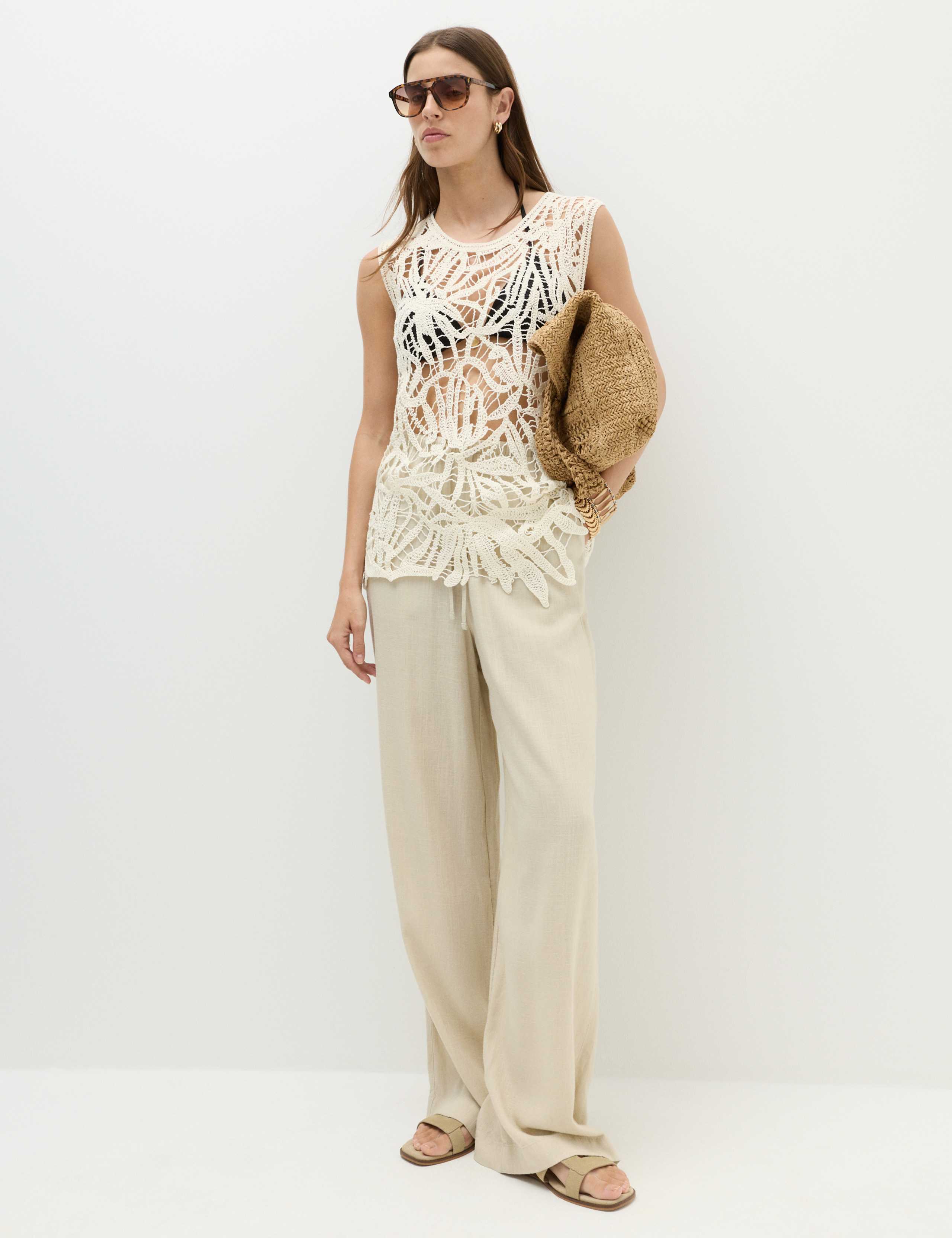 Pure Cotton Crochet-Style Knitted Vest 4 of 6
