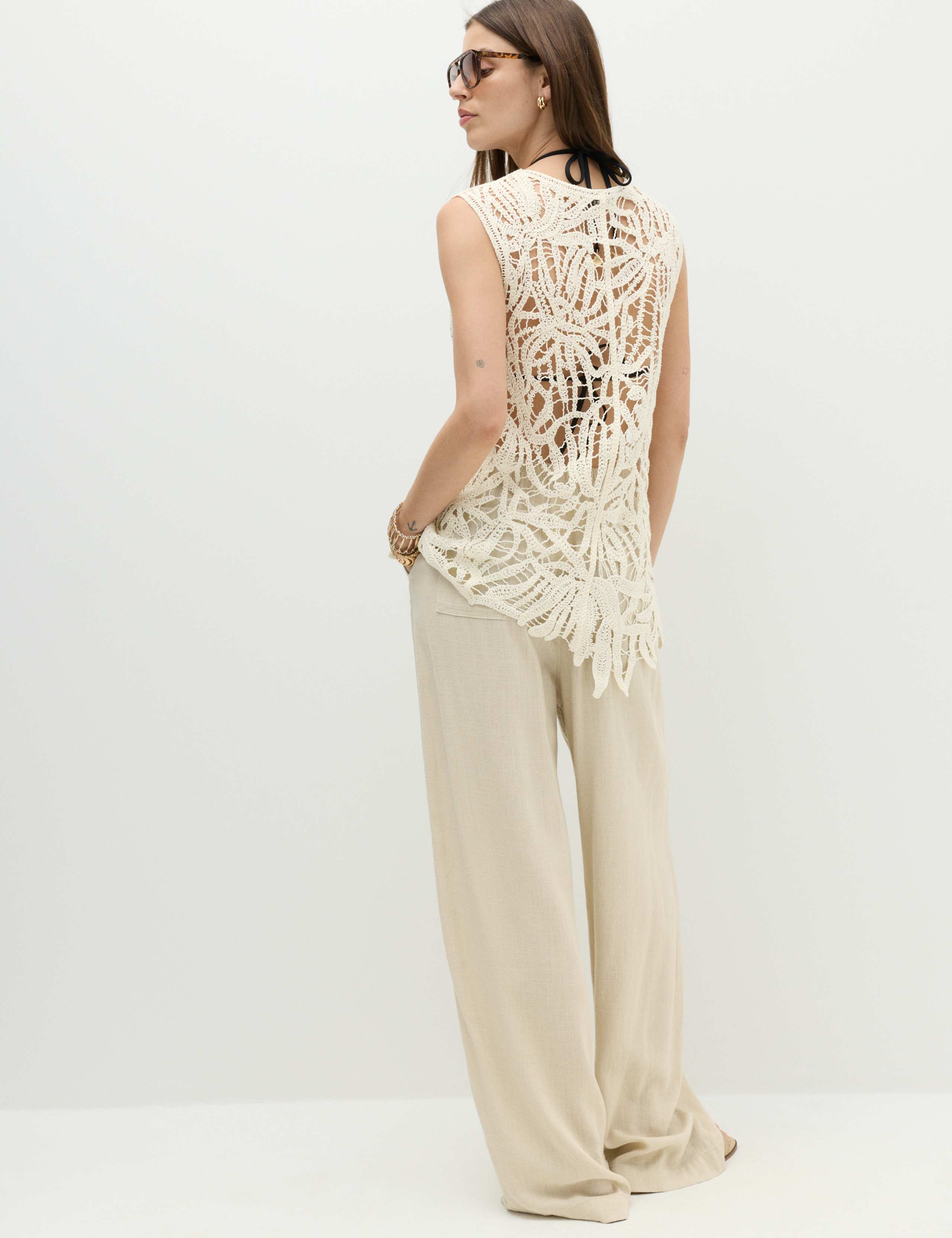 Pure Cotton Crochet-Style Knitted Vest 6 of 6
