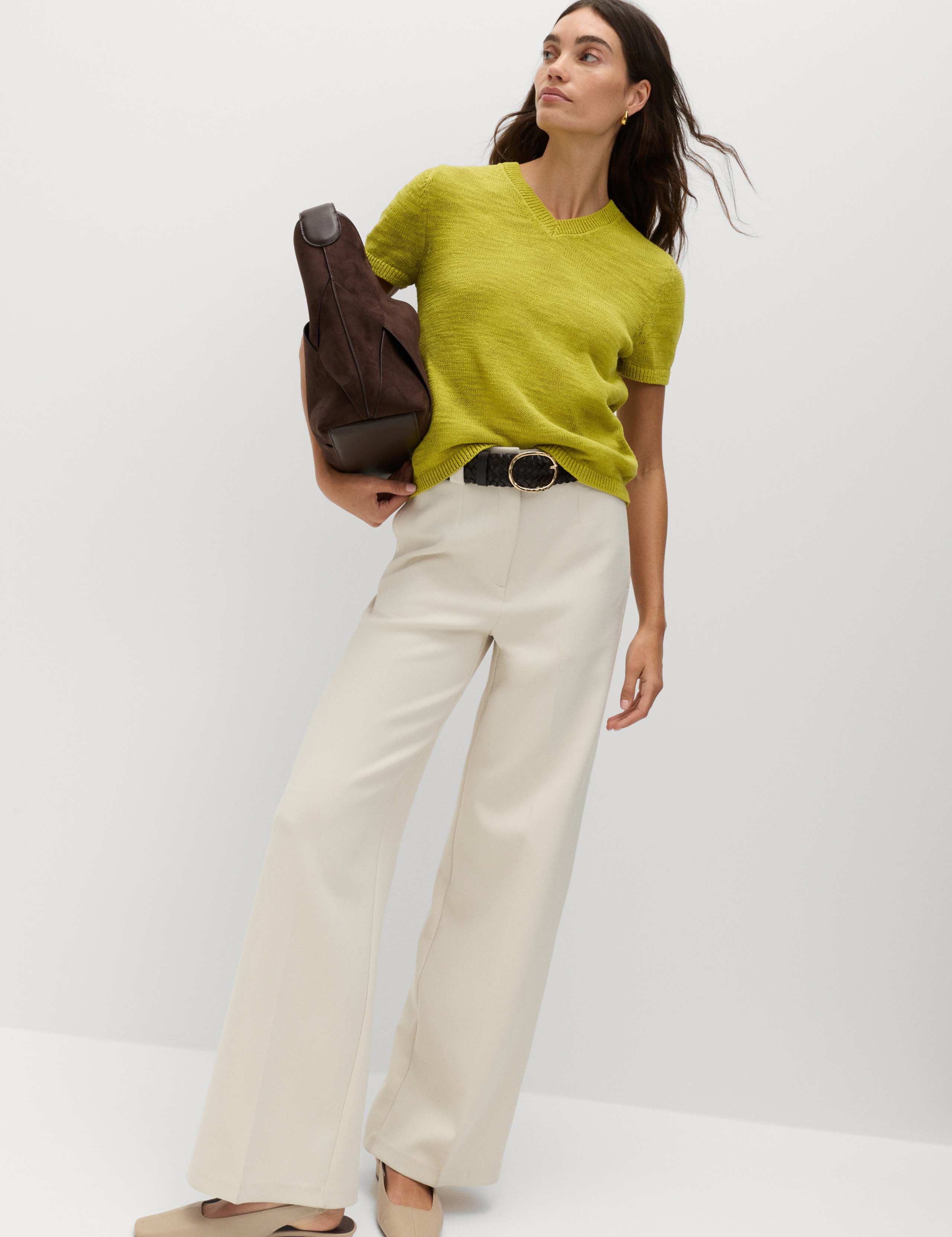 Cotton Rich V-Neck Slim Fit Knitted Top 3 of 5