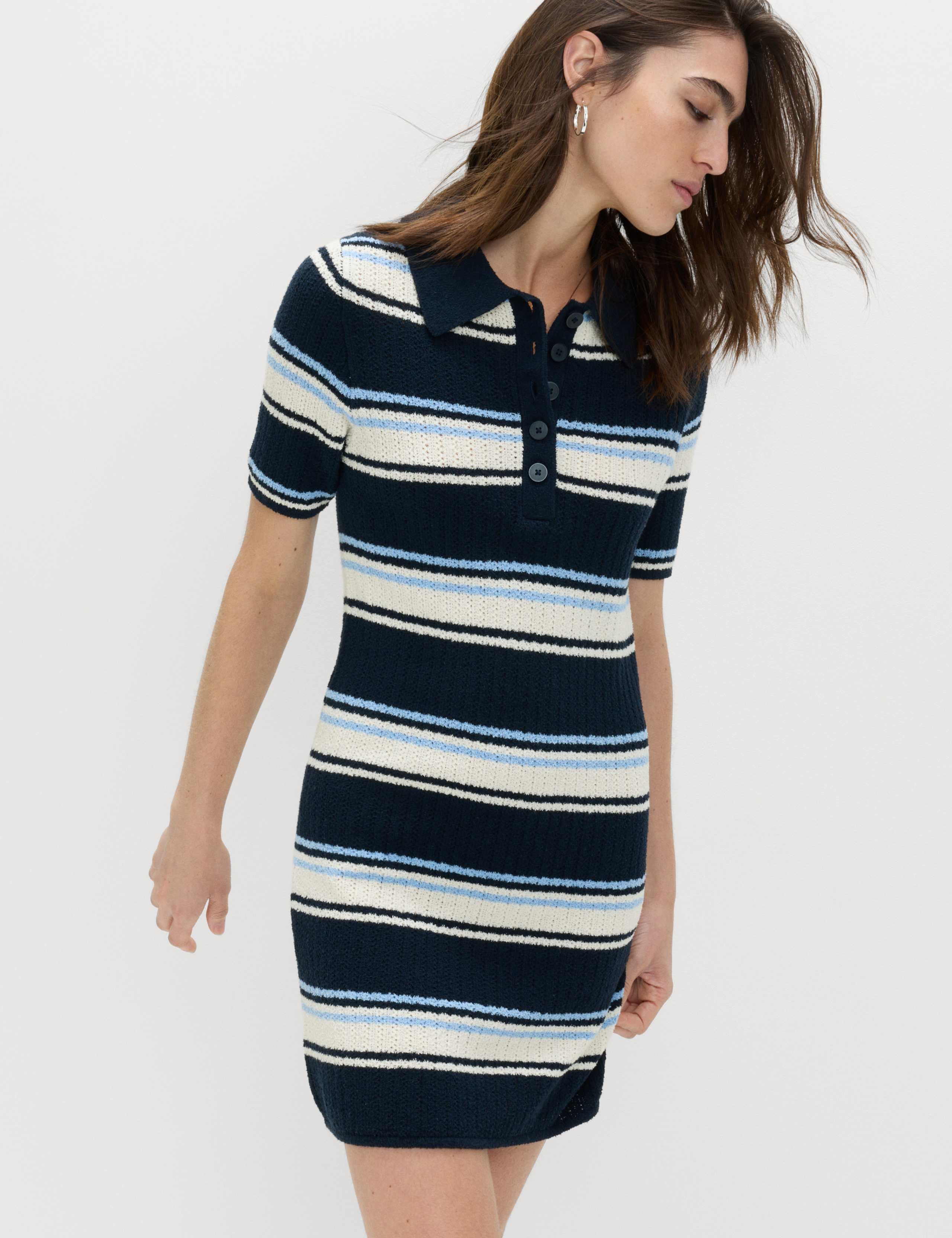Cotton Rich Striped Knitted Mini Dress 5 of 7