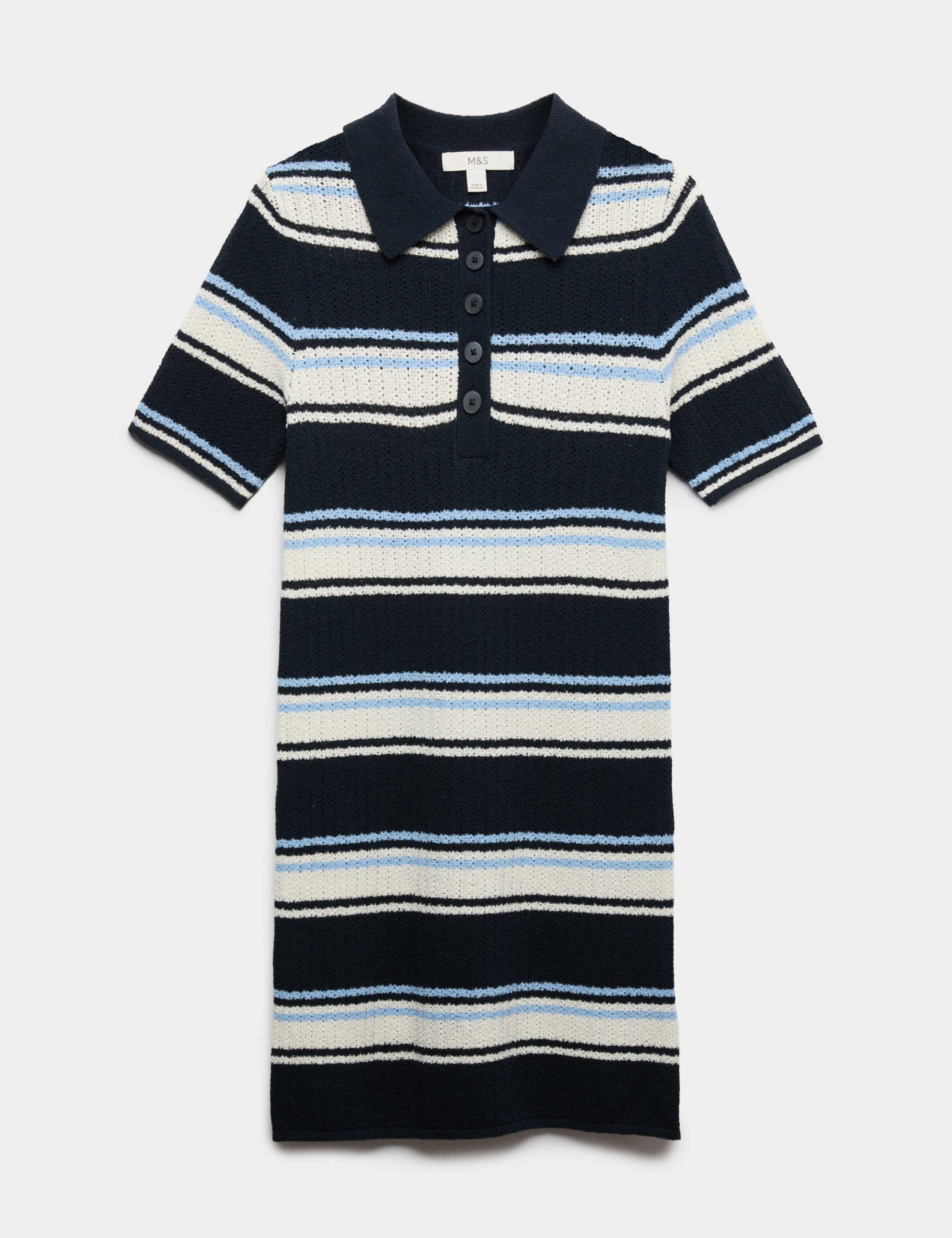 Cotton Rich Striped Knitted Mini Dress 2 of 7