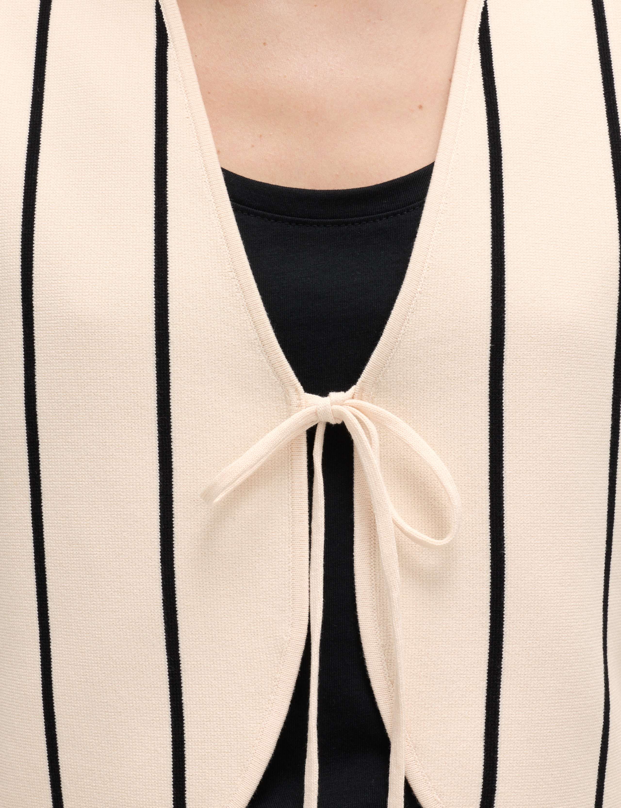 Tie Front Striped Cropped Knitted Waistcoat 4 of 6