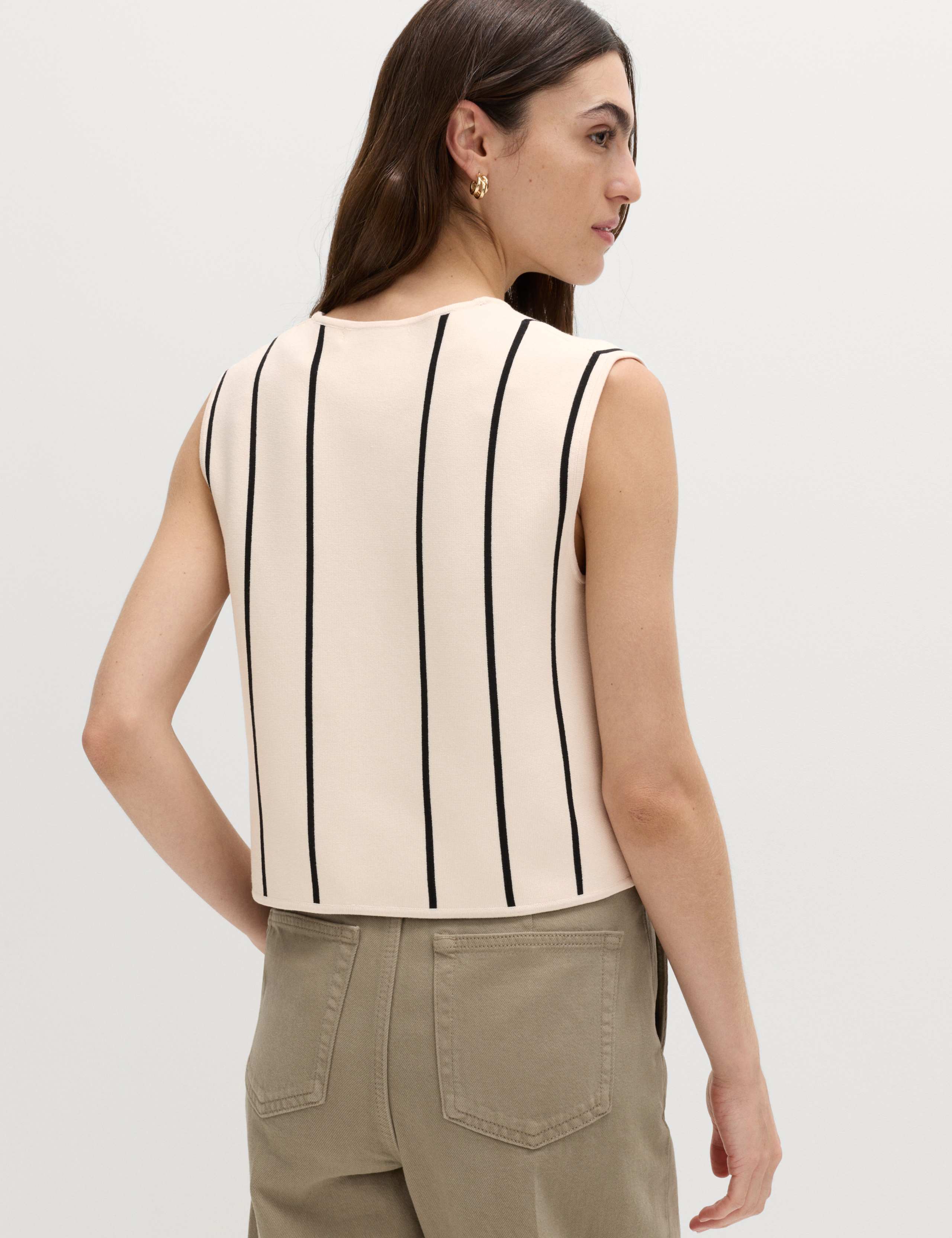 Tie Front Striped Cropped Knitted Waistcoat 5 of 6