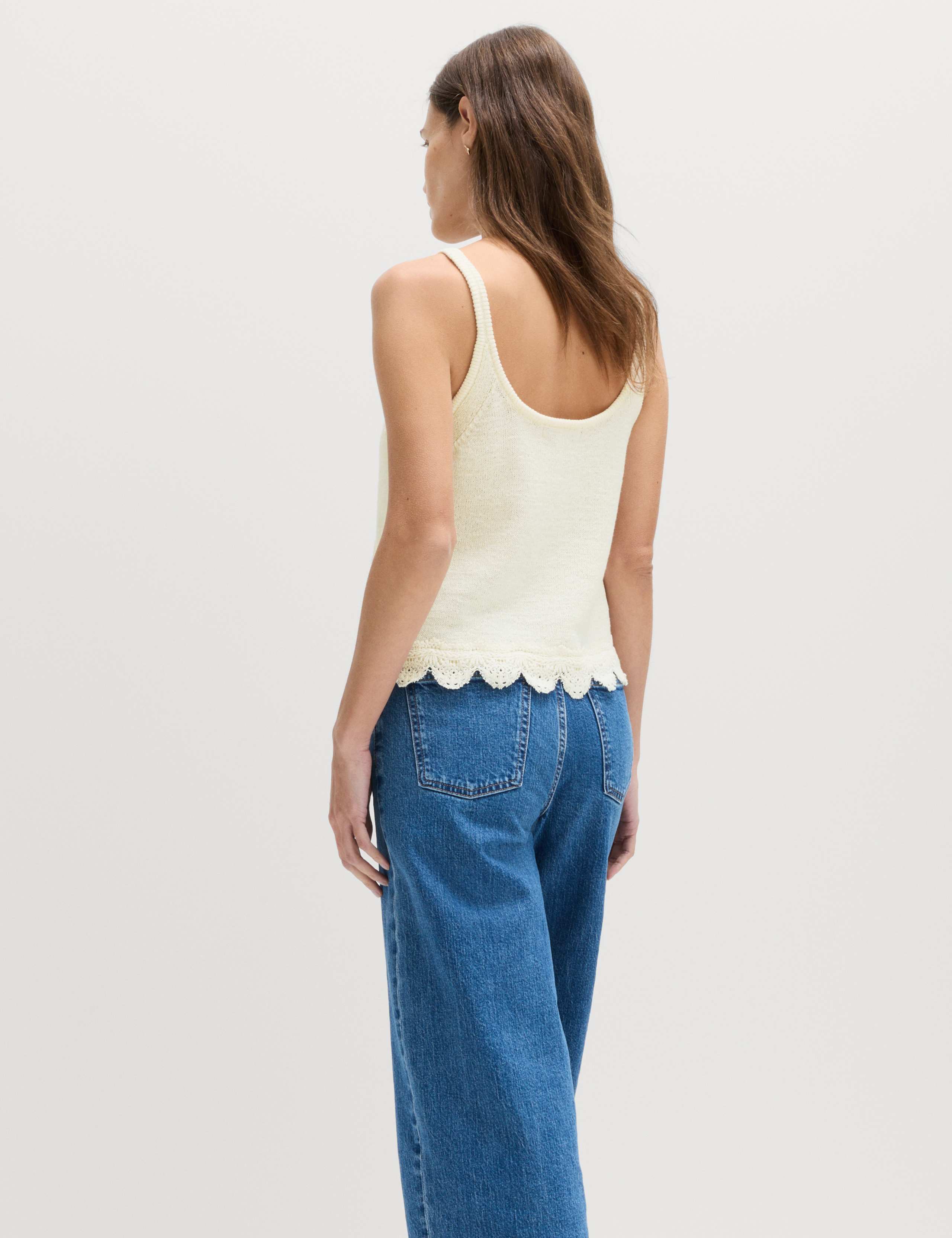 Cotton Blend Lace Detail Cropped Knitted Vest 5 of 5