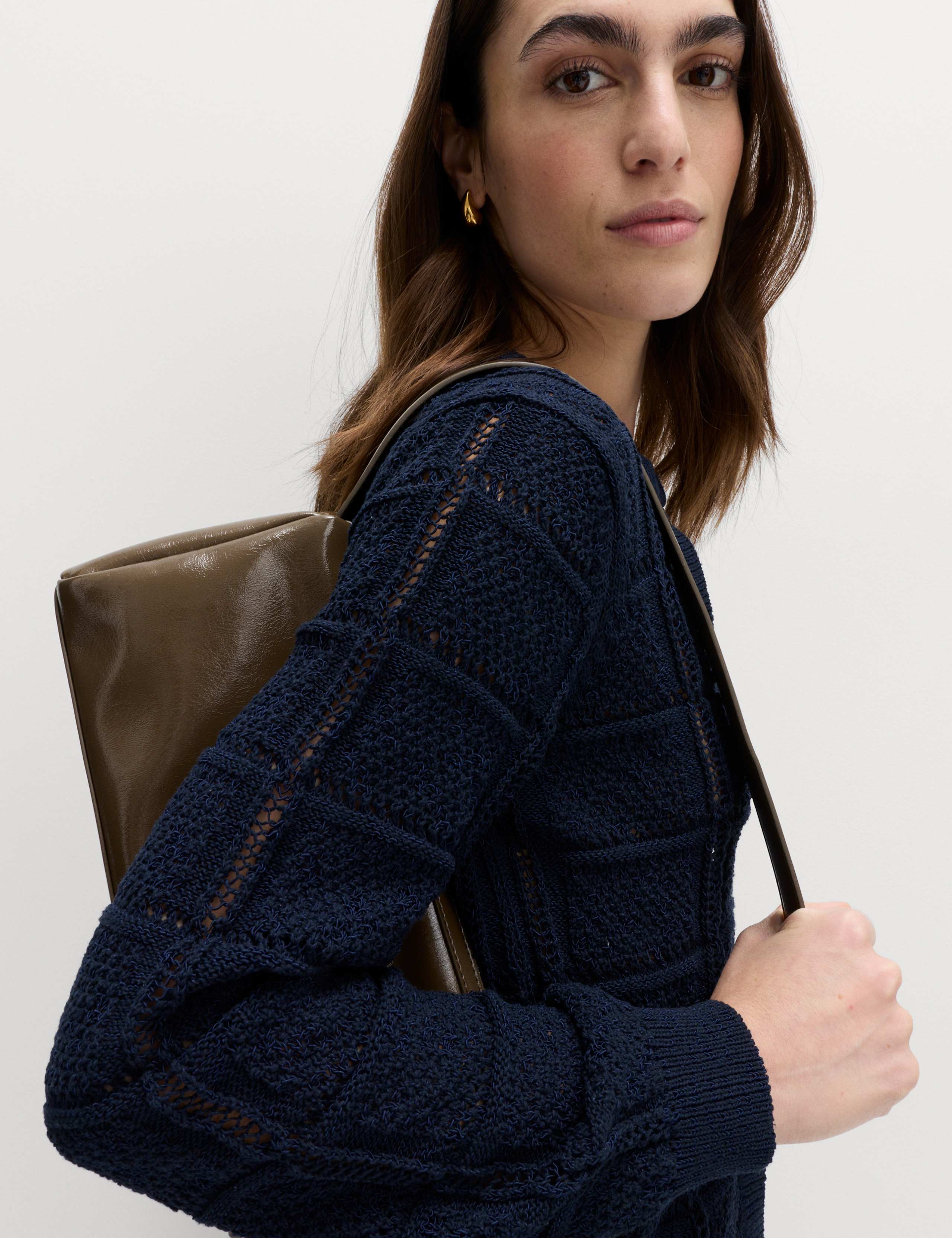 Cotton Blend Cropped Cardigan 2 of 4