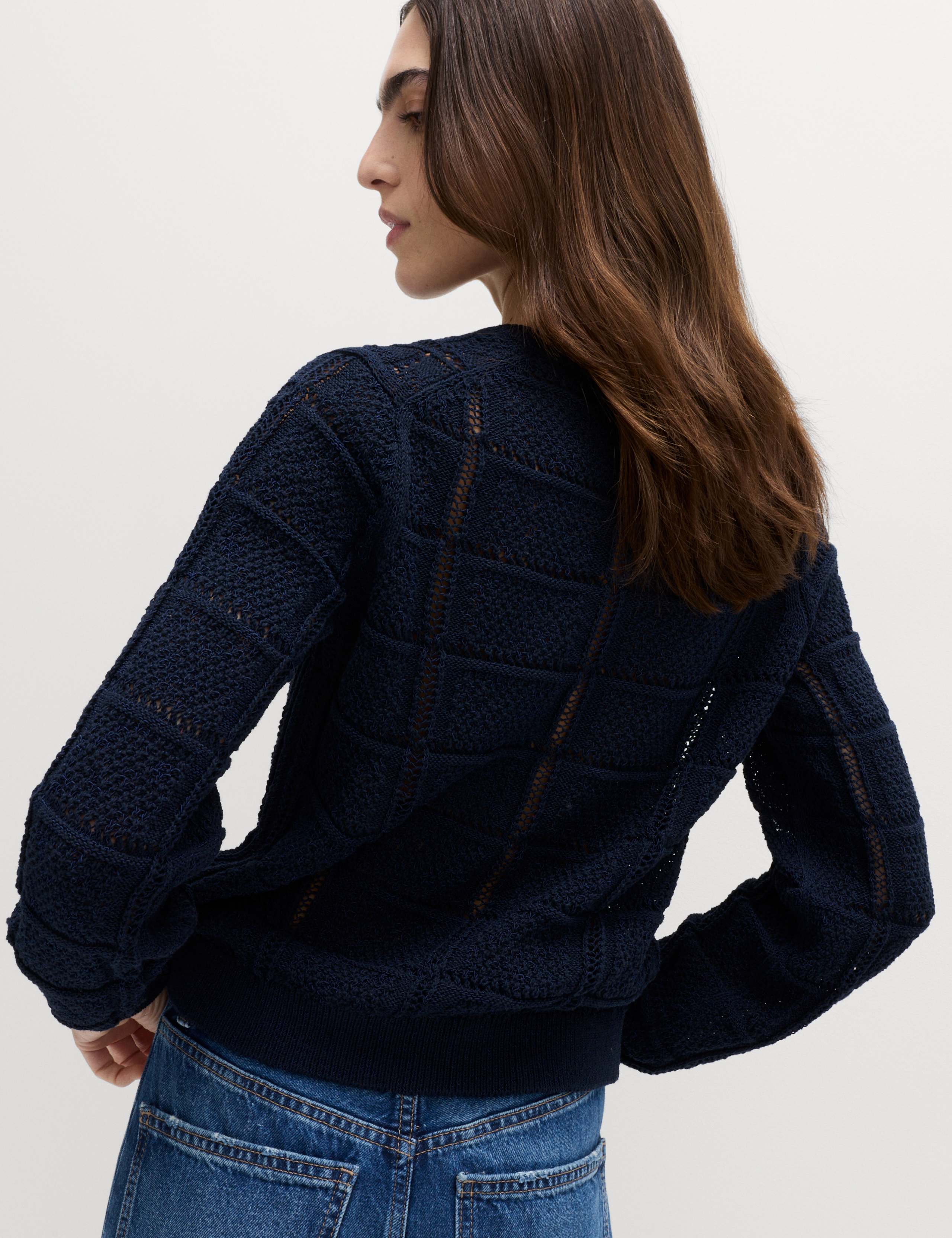 Cotton Blend Cropped Cardigan 3 of 4