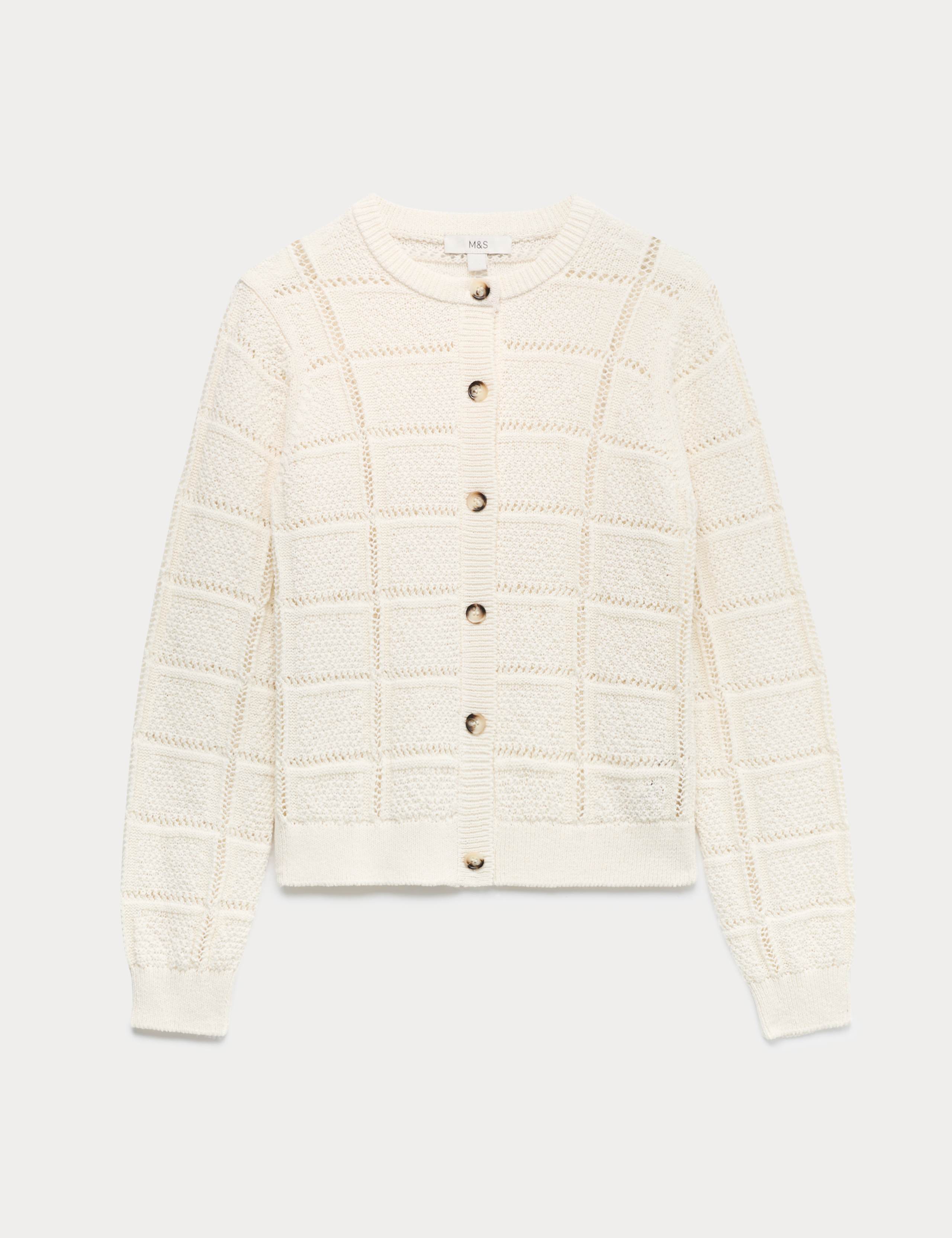 Cotton Blend Cropped Cardigan 2 of 4