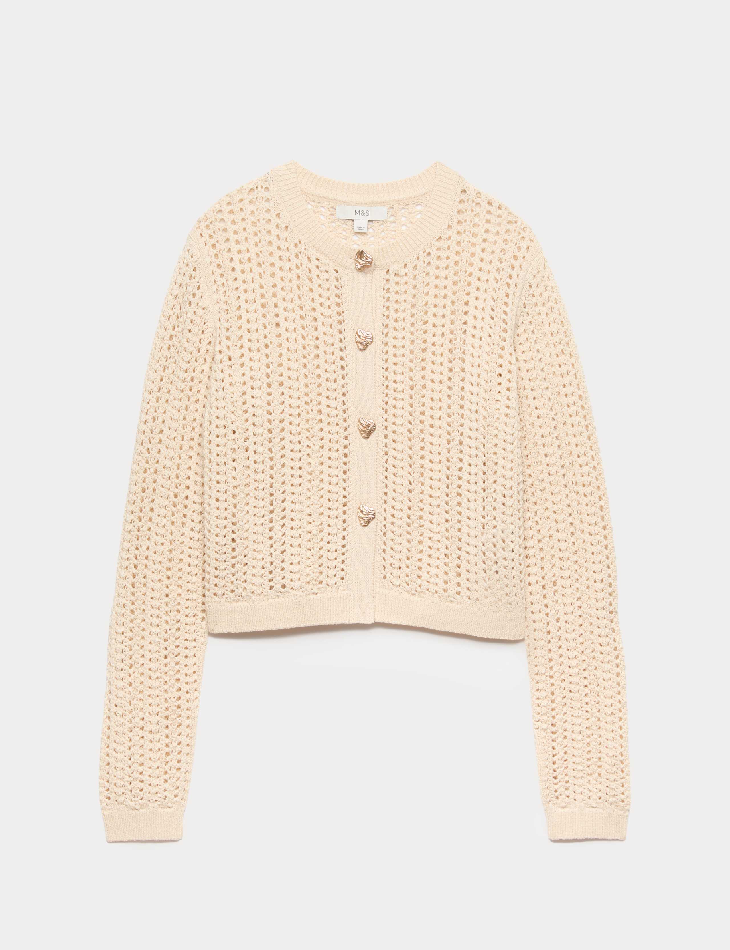 Cotton Blend Textured Slim Fit Cardigan 2 of 6