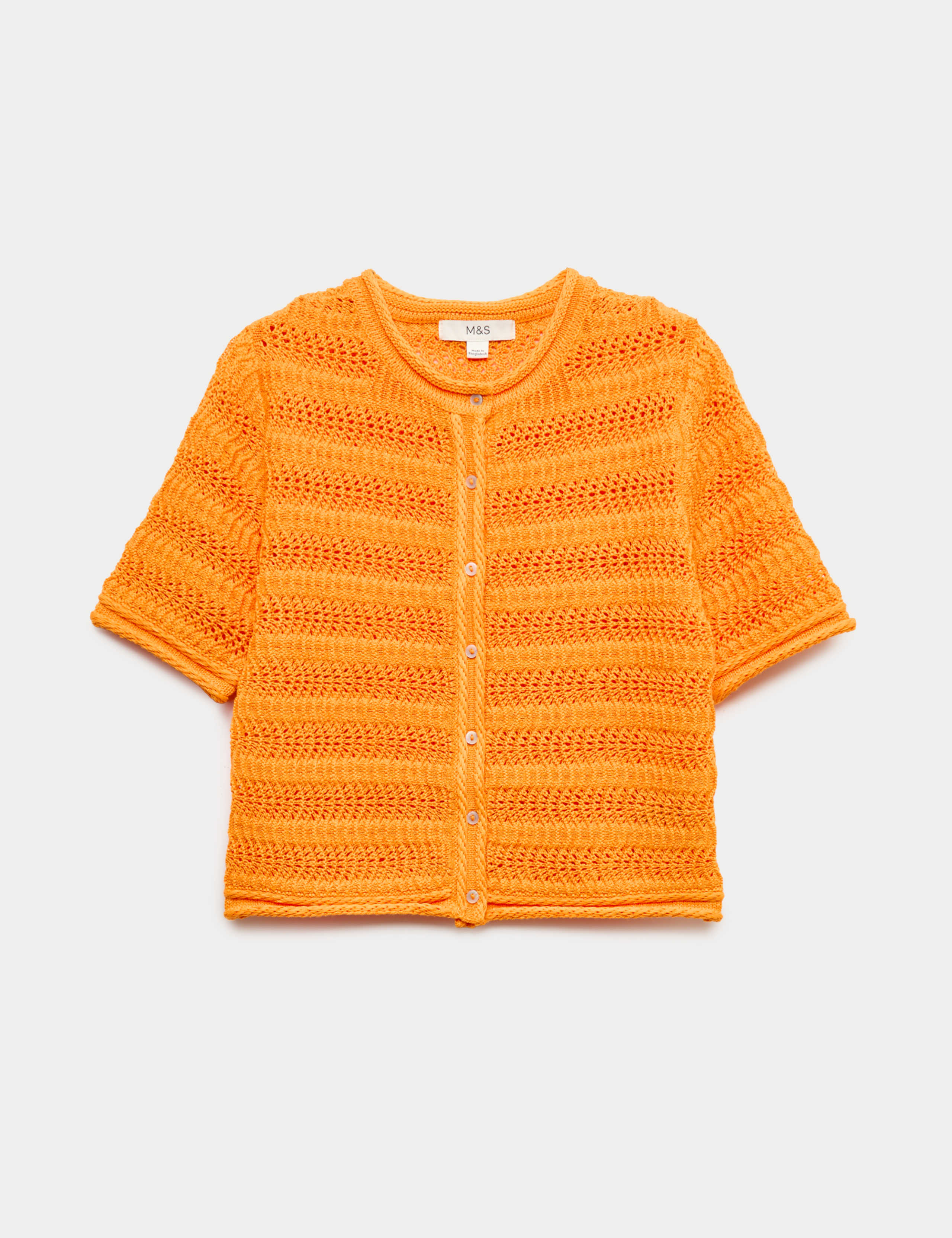 Cotton Blend Textured Cropped Cardigan 2 of 5