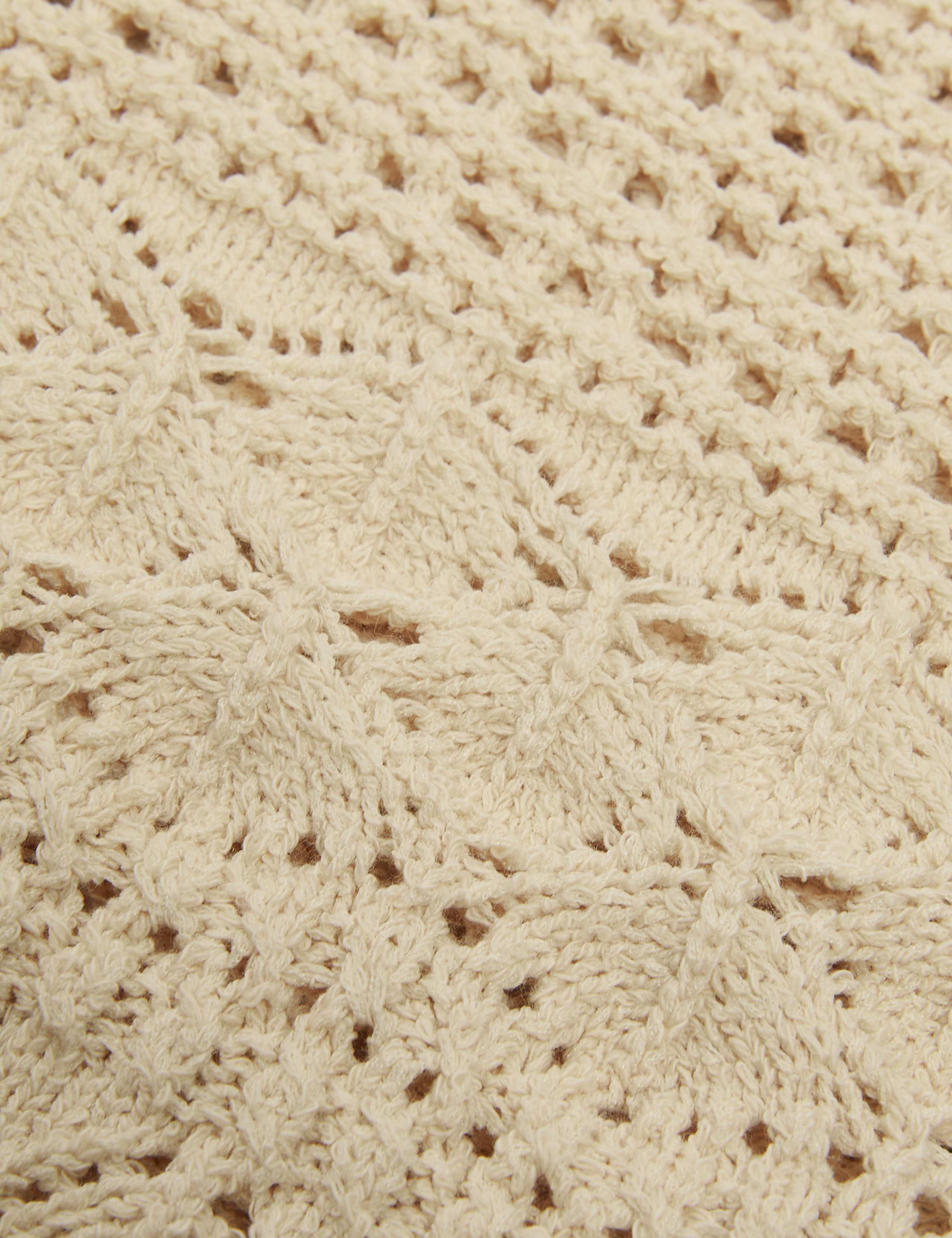 Cotton Blend Pointelle V-Neck Button Front Cardigan 7 of 7