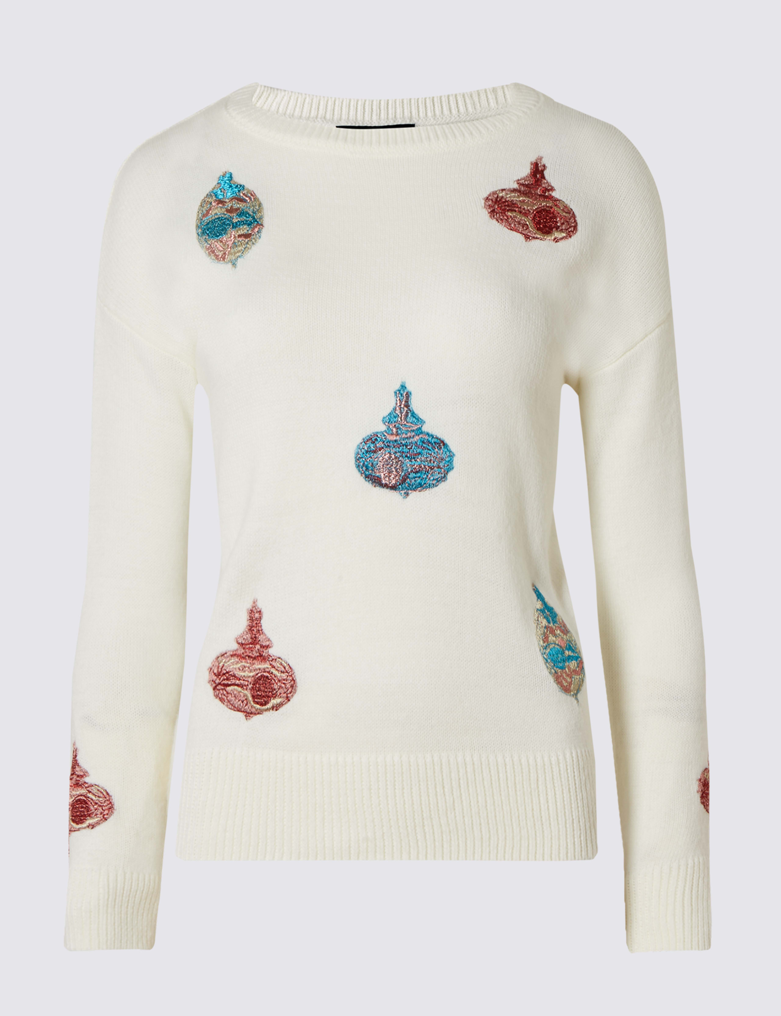 Embellished Bauble Print Christmas Jumper 2 of 4