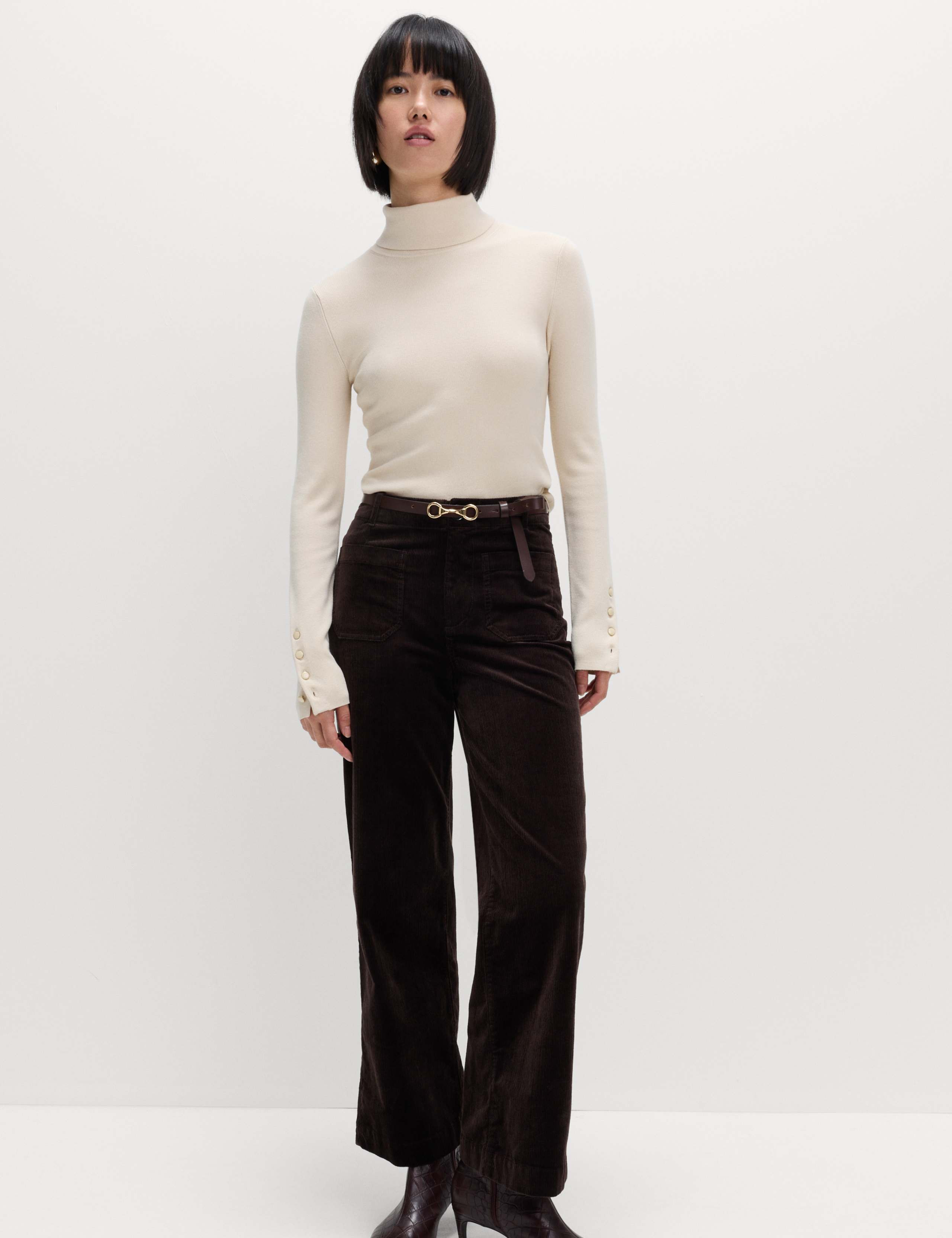 Ribbed Roll Neck Button Detail Jumper 3 of 6