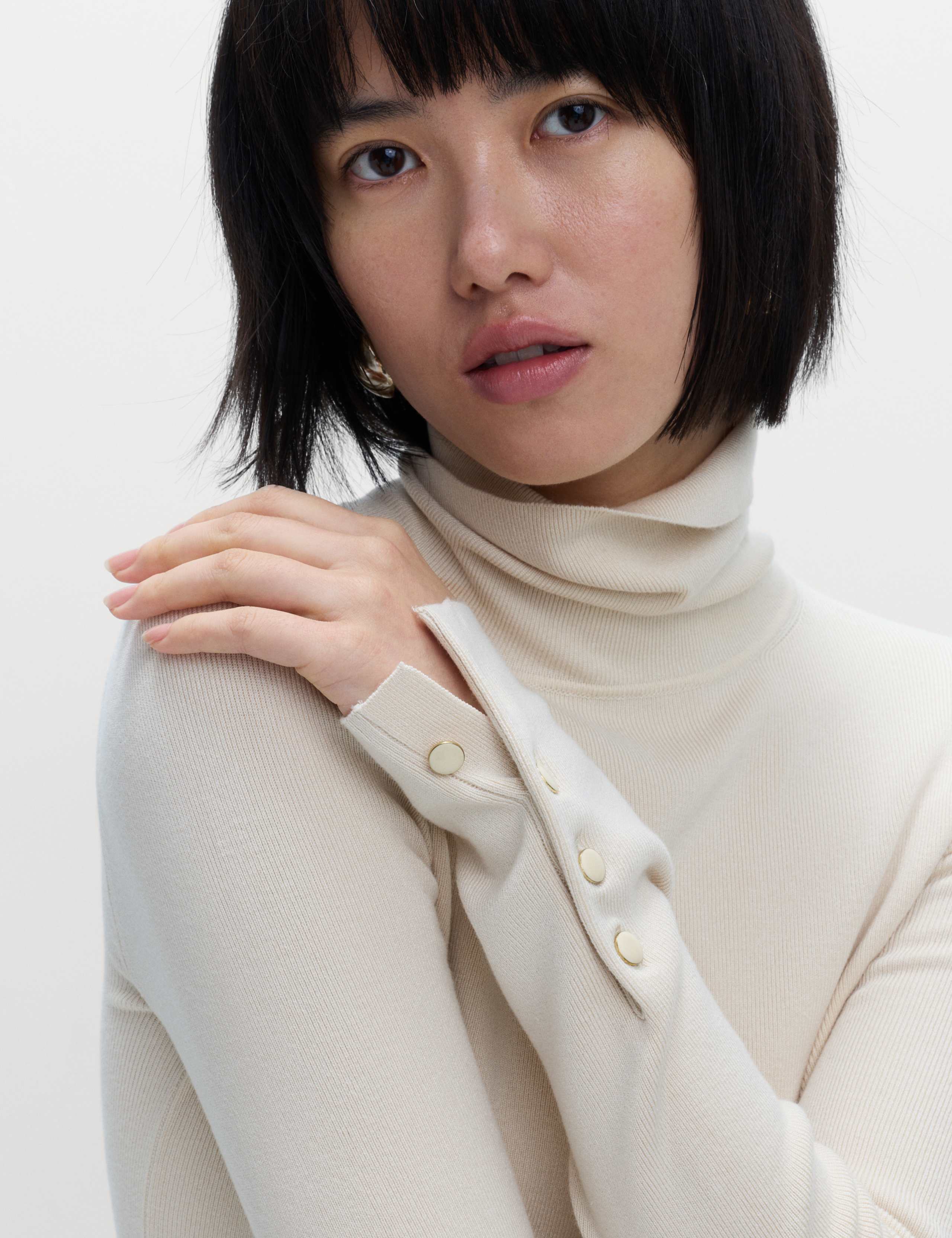 Ribbed Roll Neck Button Detail Jumper 5 of 6