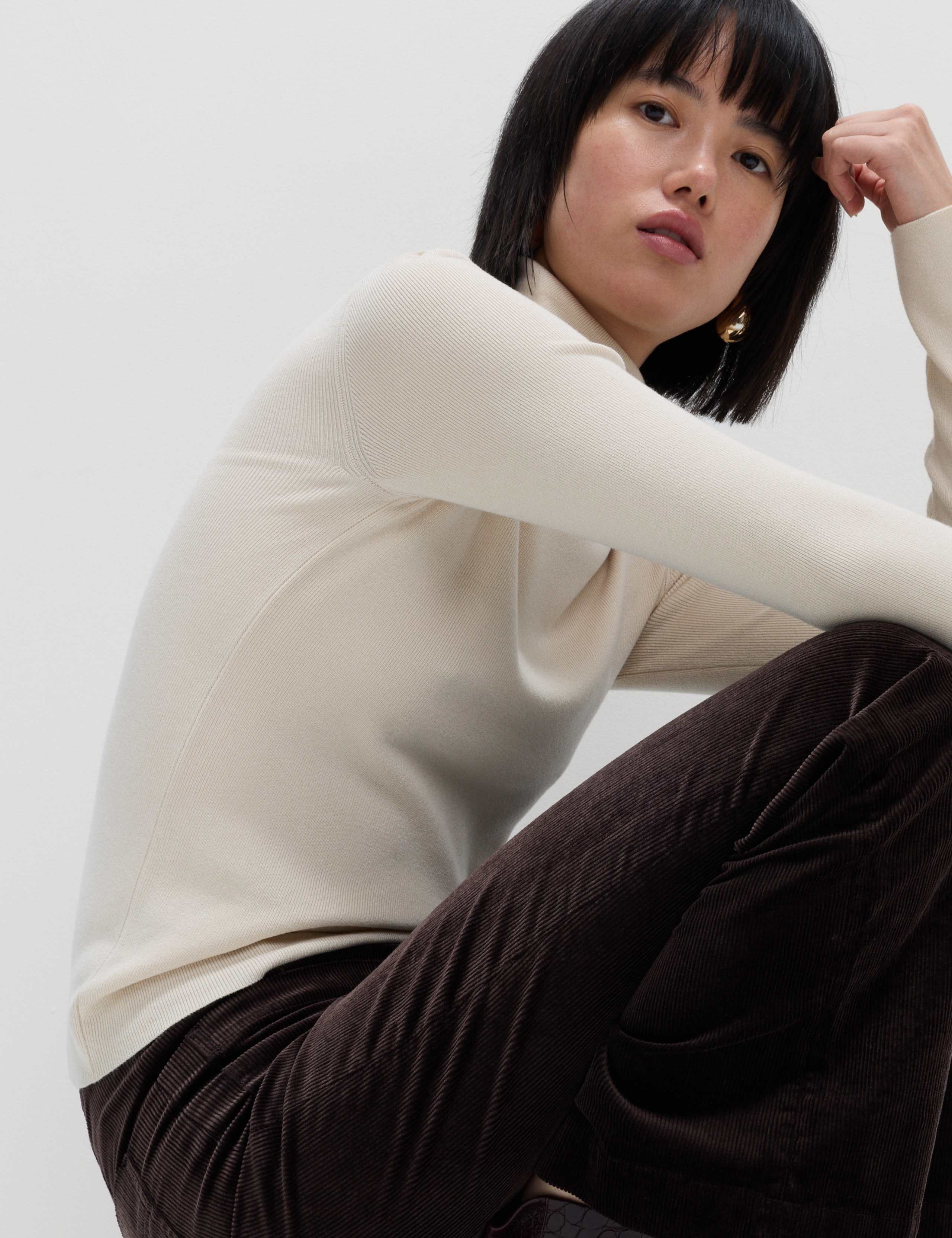 Ribbed Roll Neck Button Detail Jumper 6 of 6