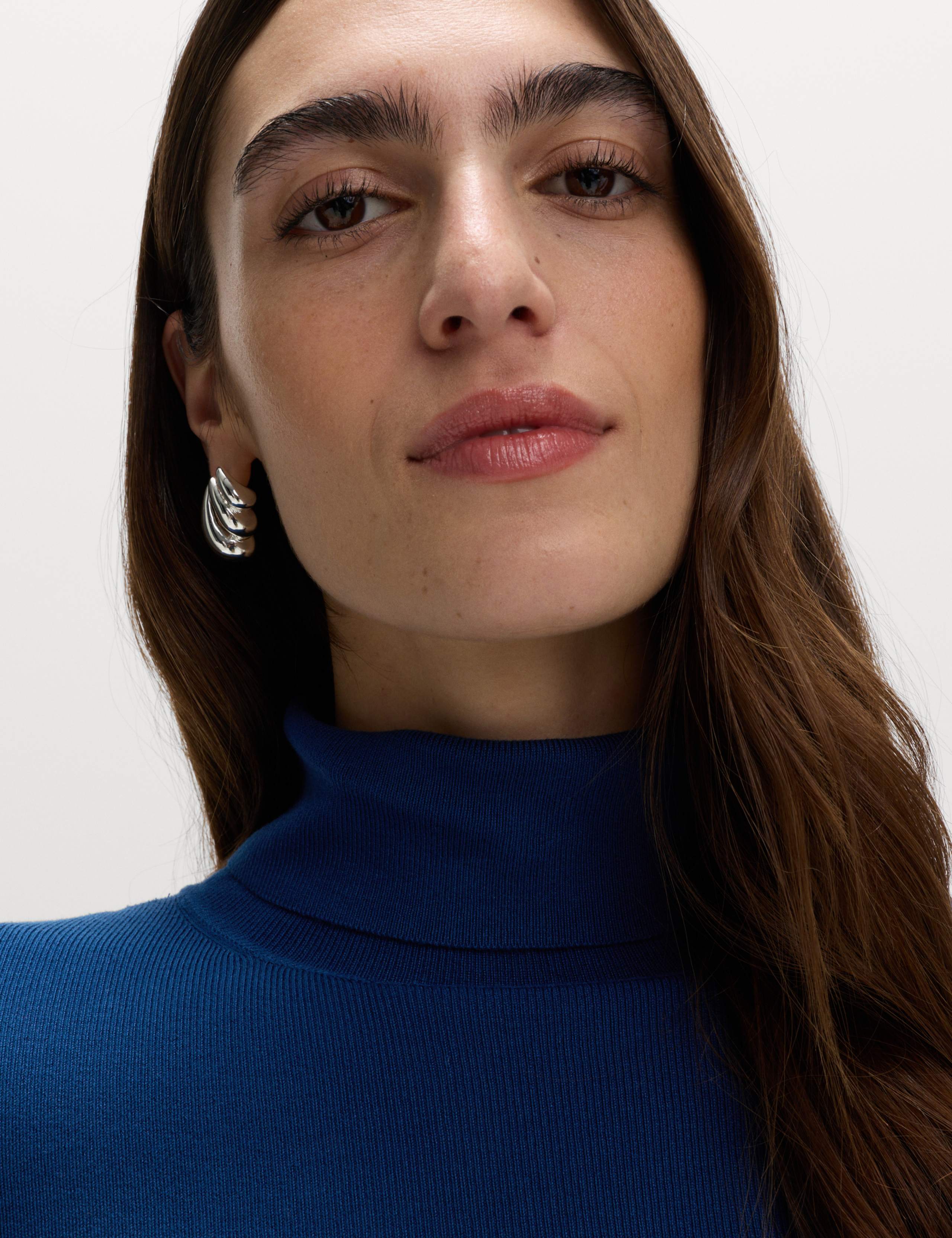 Ribbed Roll Neck Button Detail Jumper 5 of 7