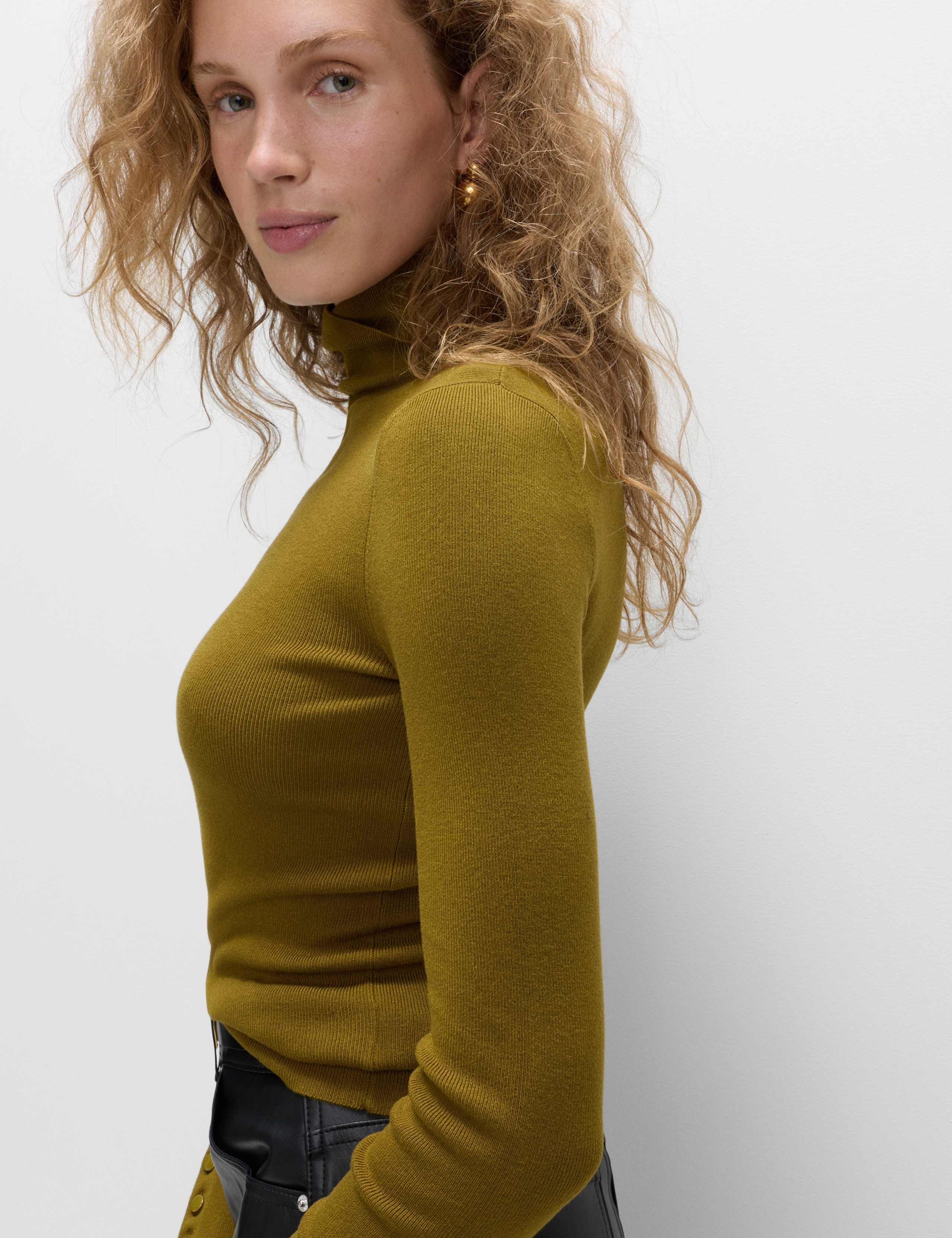 Ribbed Roll Neck Button Detail Jumper 5 of 6