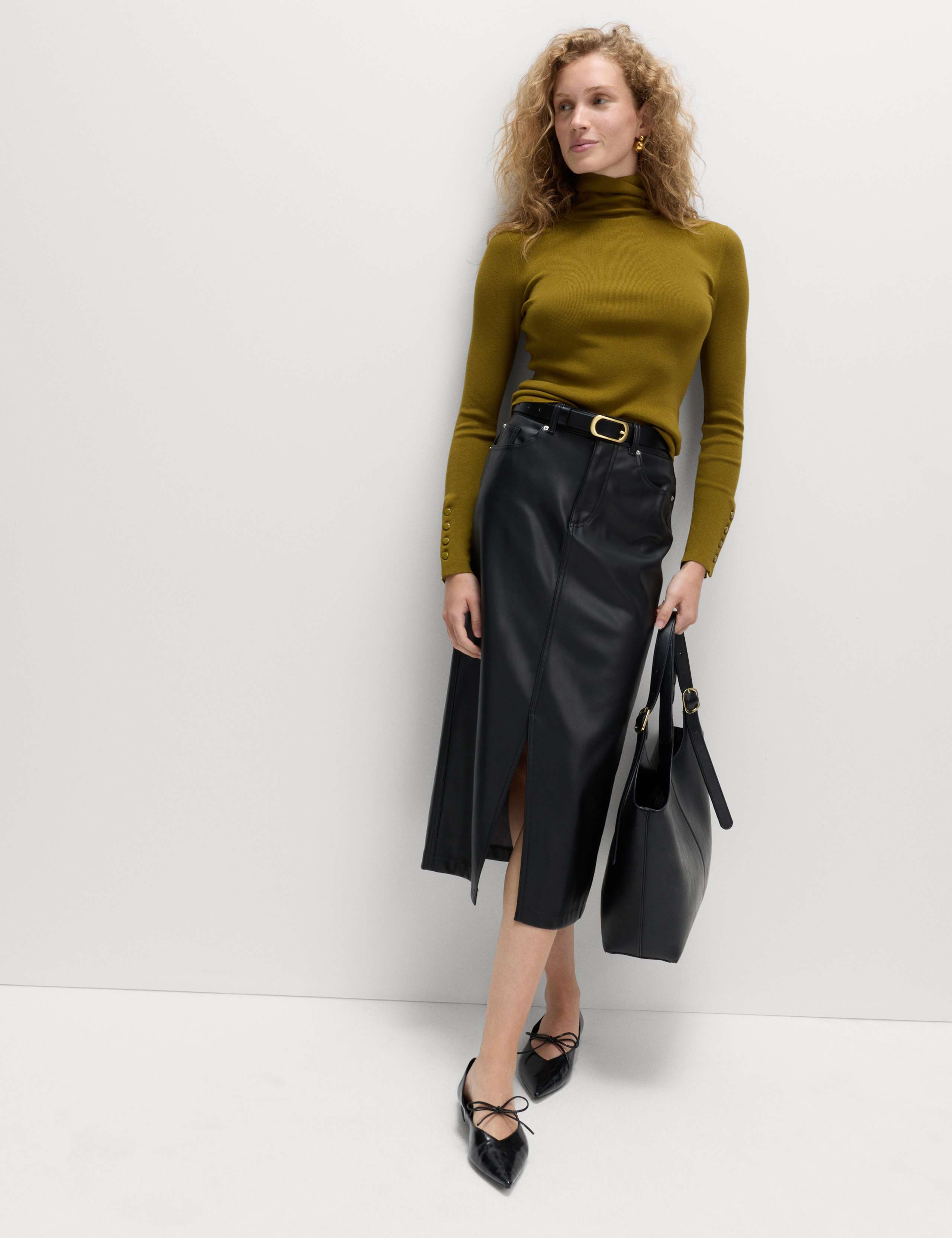 Ribbed Roll Neck Button Detail Jumper 6 of 6