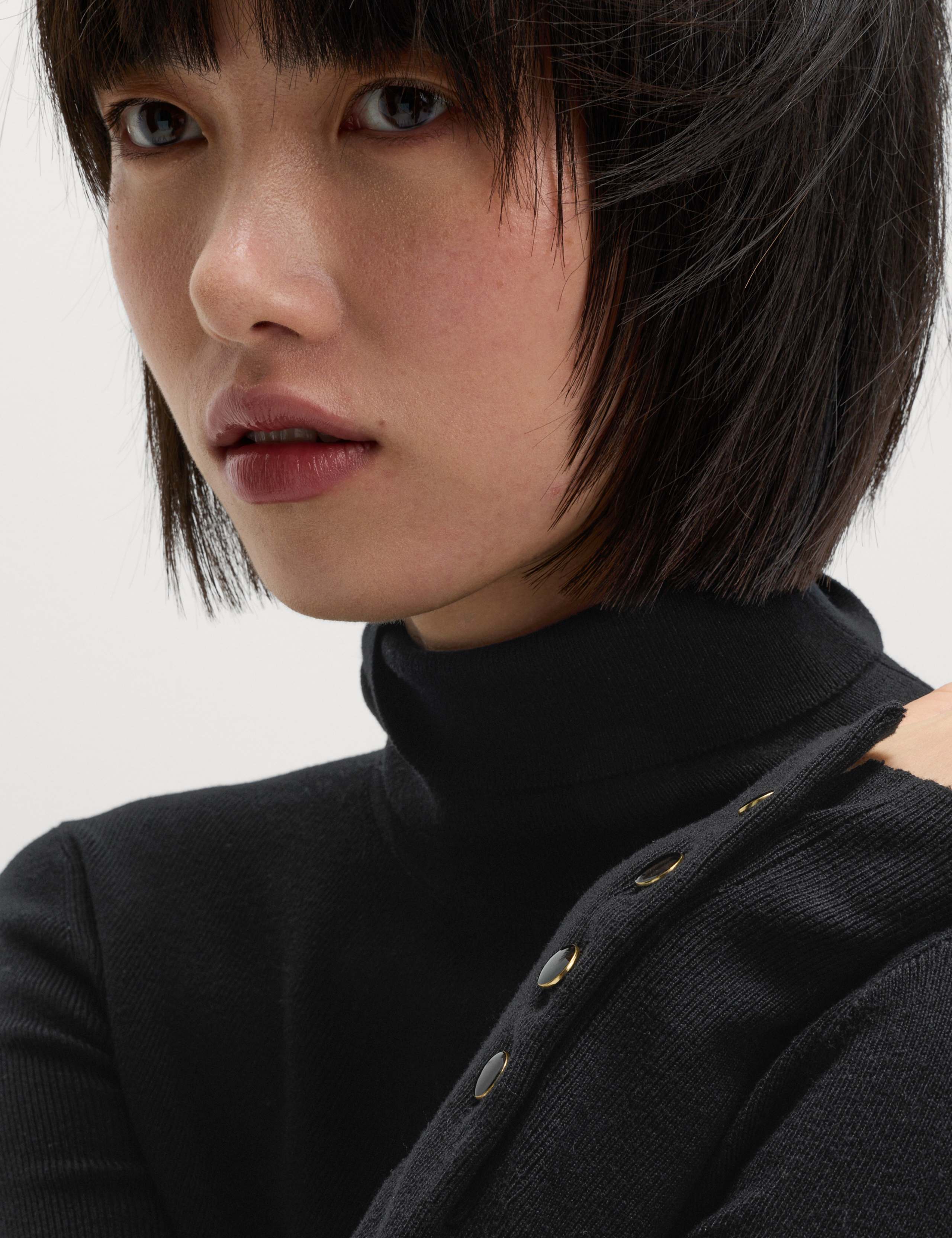 Ribbed Roll Neck Button Detail Jumper 5 of 6