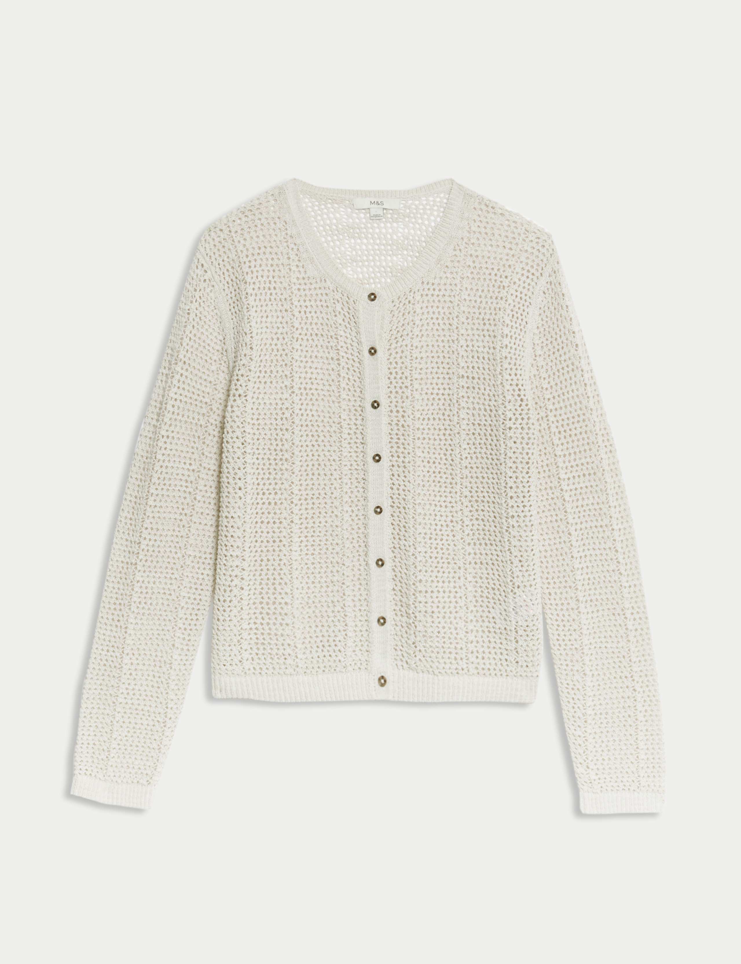 Cotton Rich Open Stitch Cropped Cardigan 2 of 6