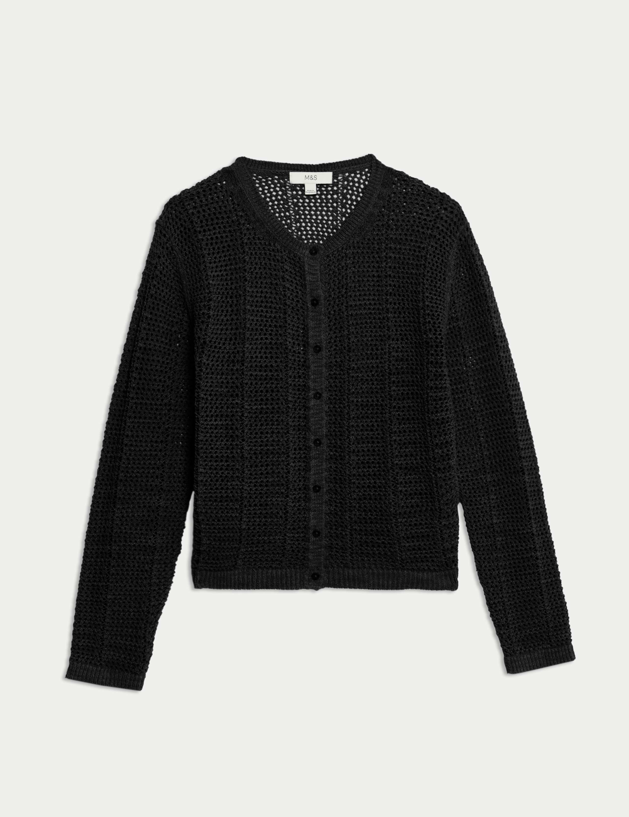Cotton Rich Open Stitch Cropped Cardigan 2 of 8
