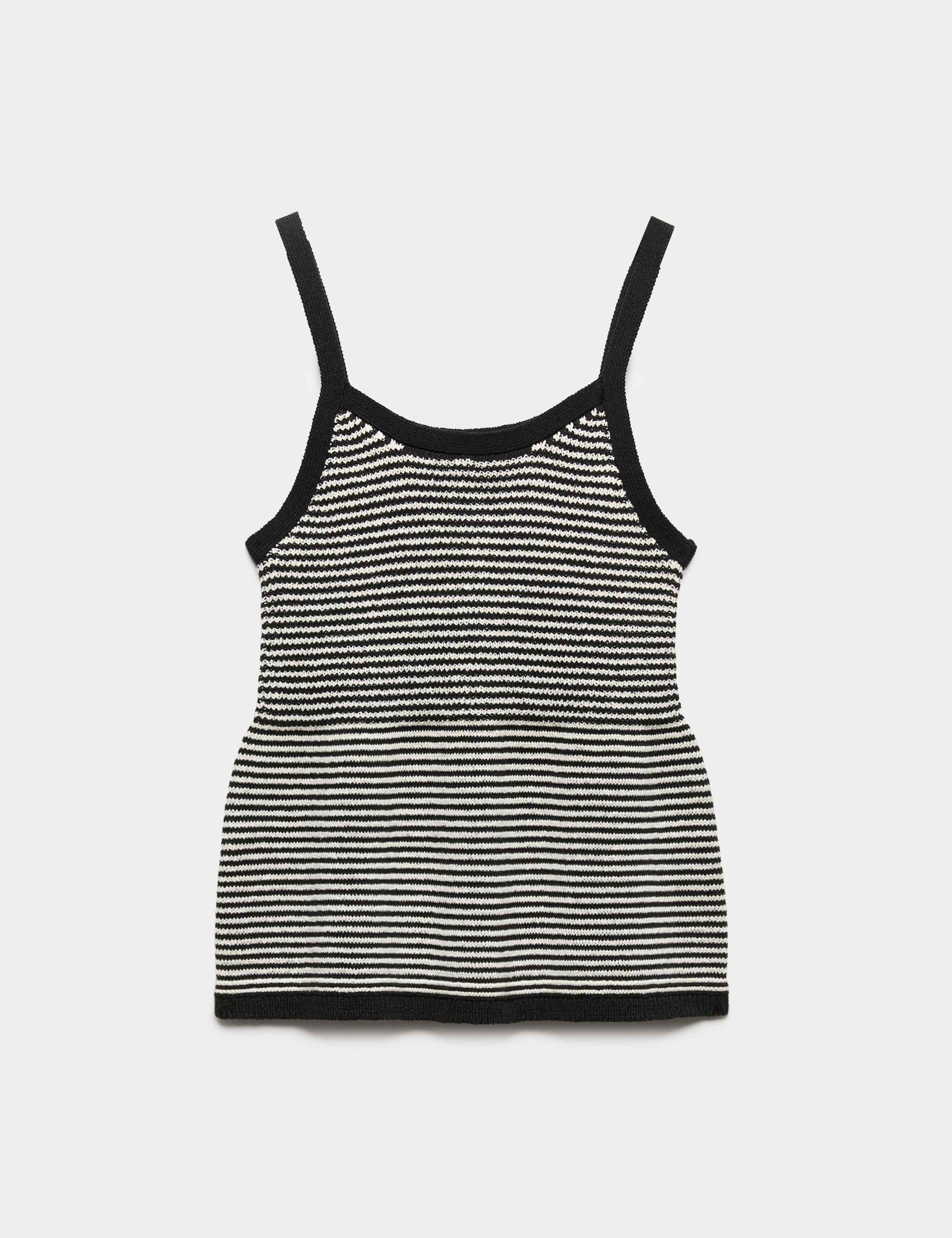 Cotton Blend Striped Square Neck Knitted Vest 2 of 4