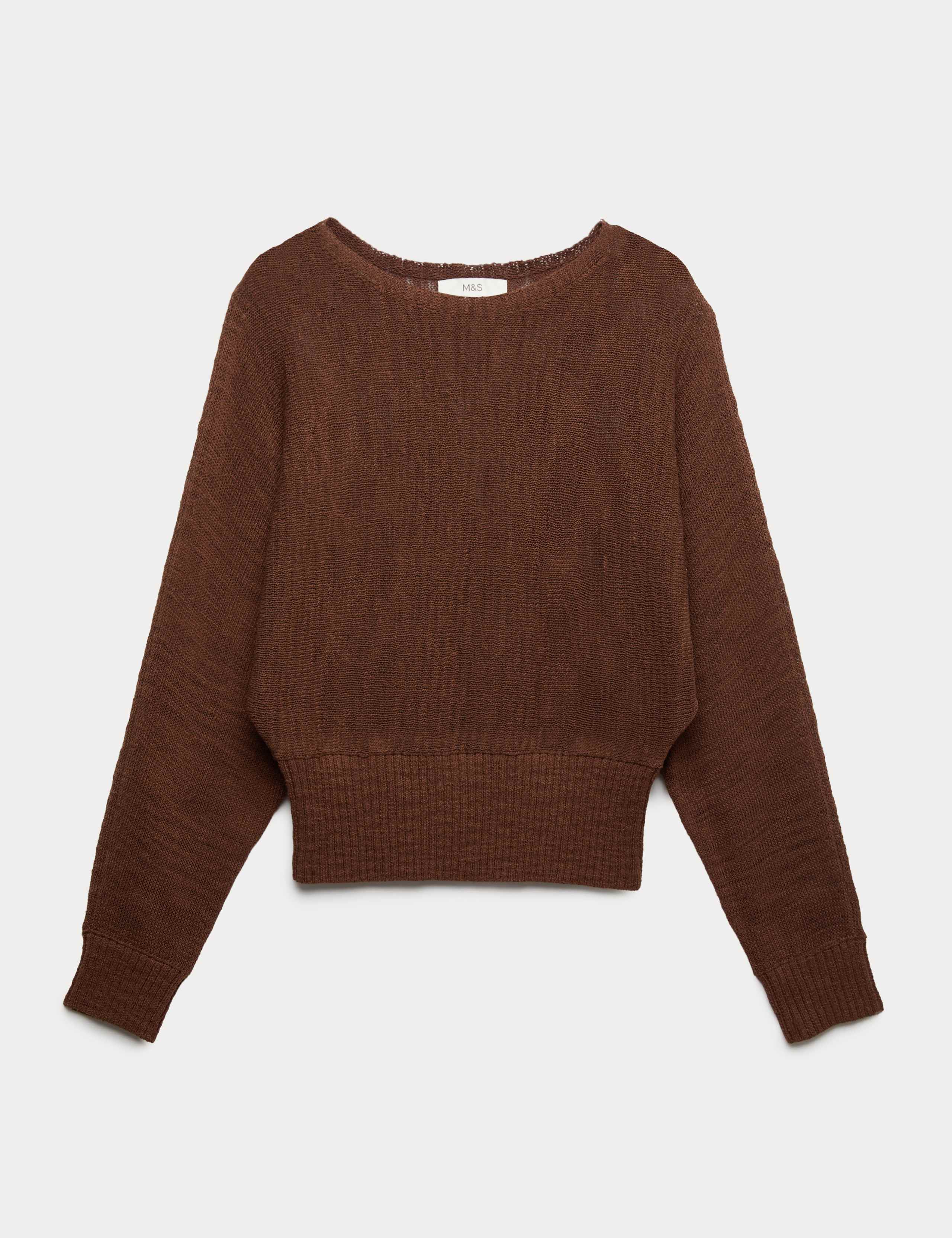 Cotton Rich Textured Slash Neck Relaxed Jumper 2 of 5