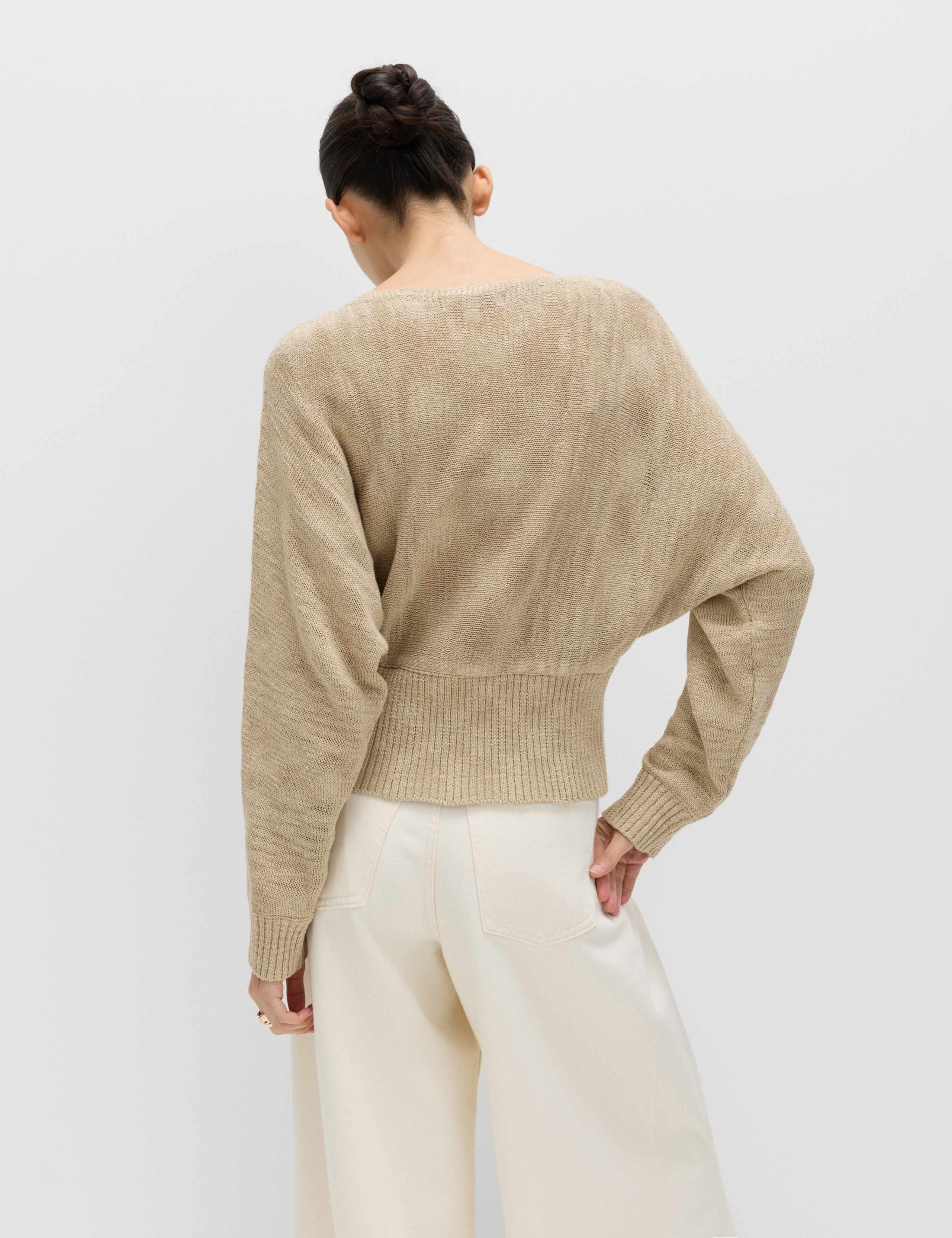 Cotton Rich Textured Slash Neck Relaxed Jumper 4 of 5