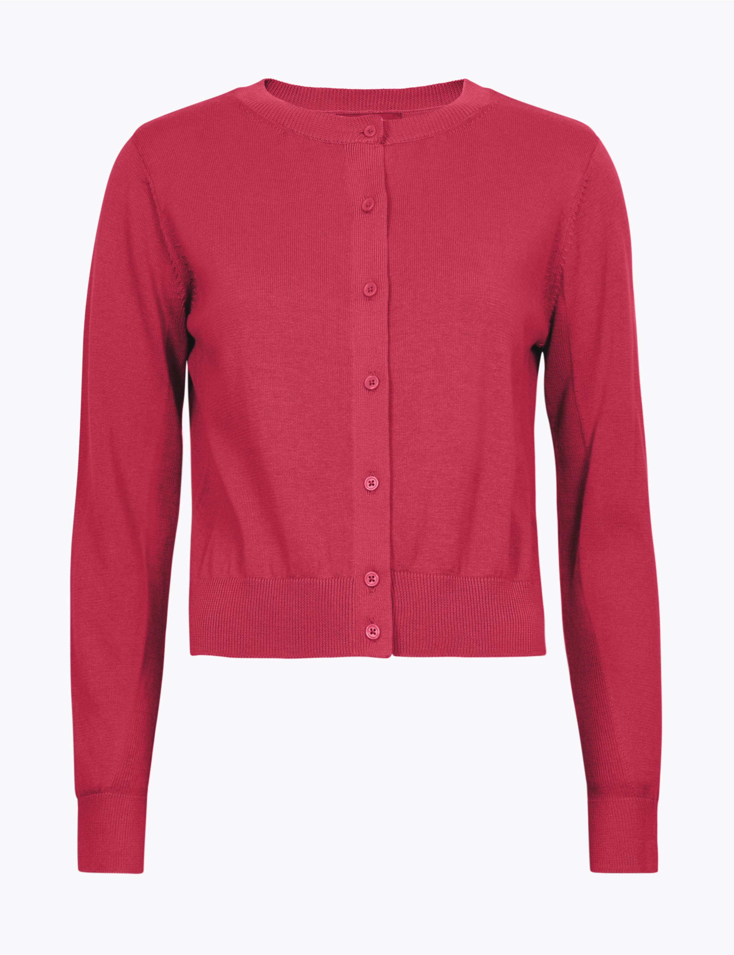 Pure Cotton Crew Neck Fitted Cardigan 1 of 1