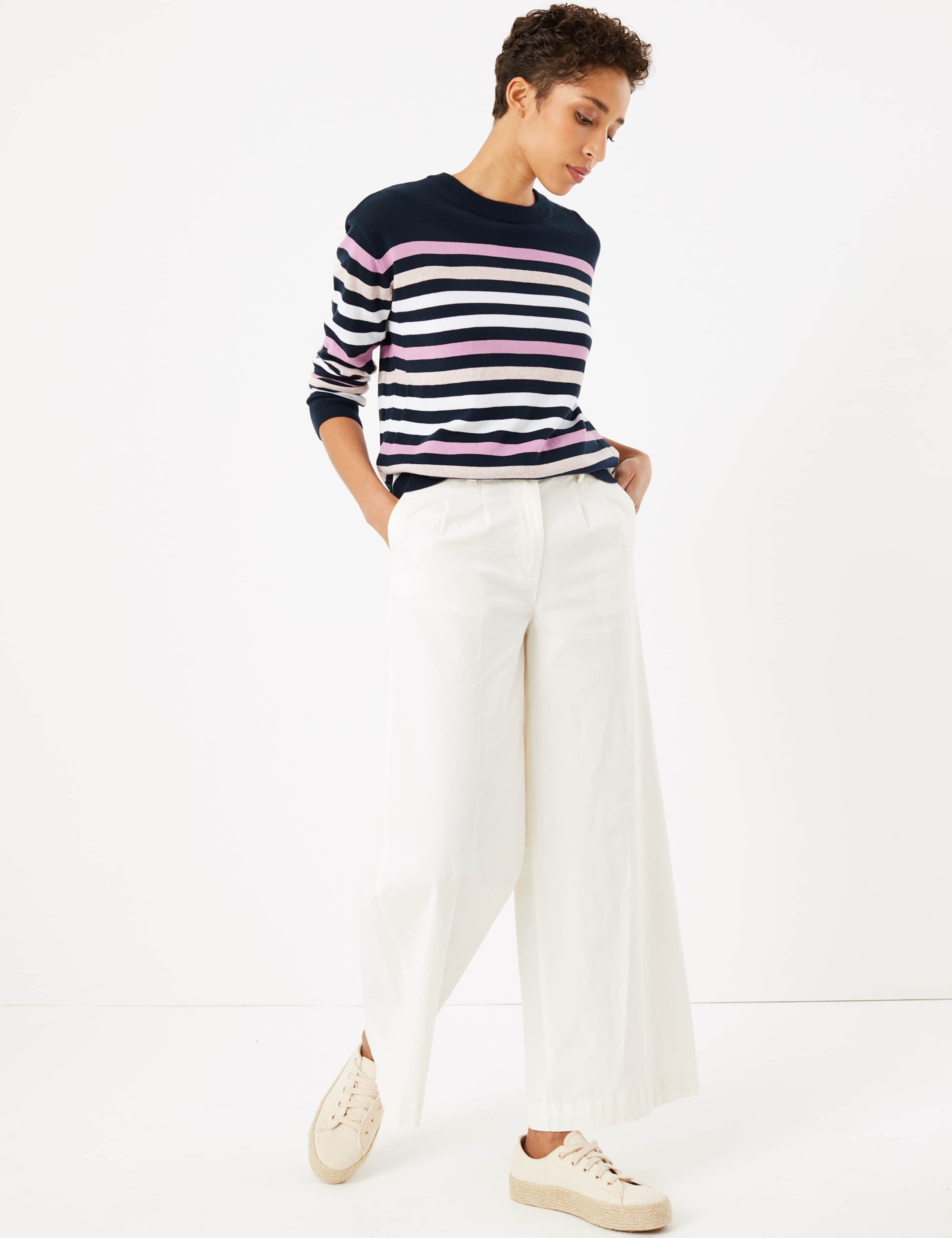Pure Cotton Striped Relaxed Jumper 3 of 5