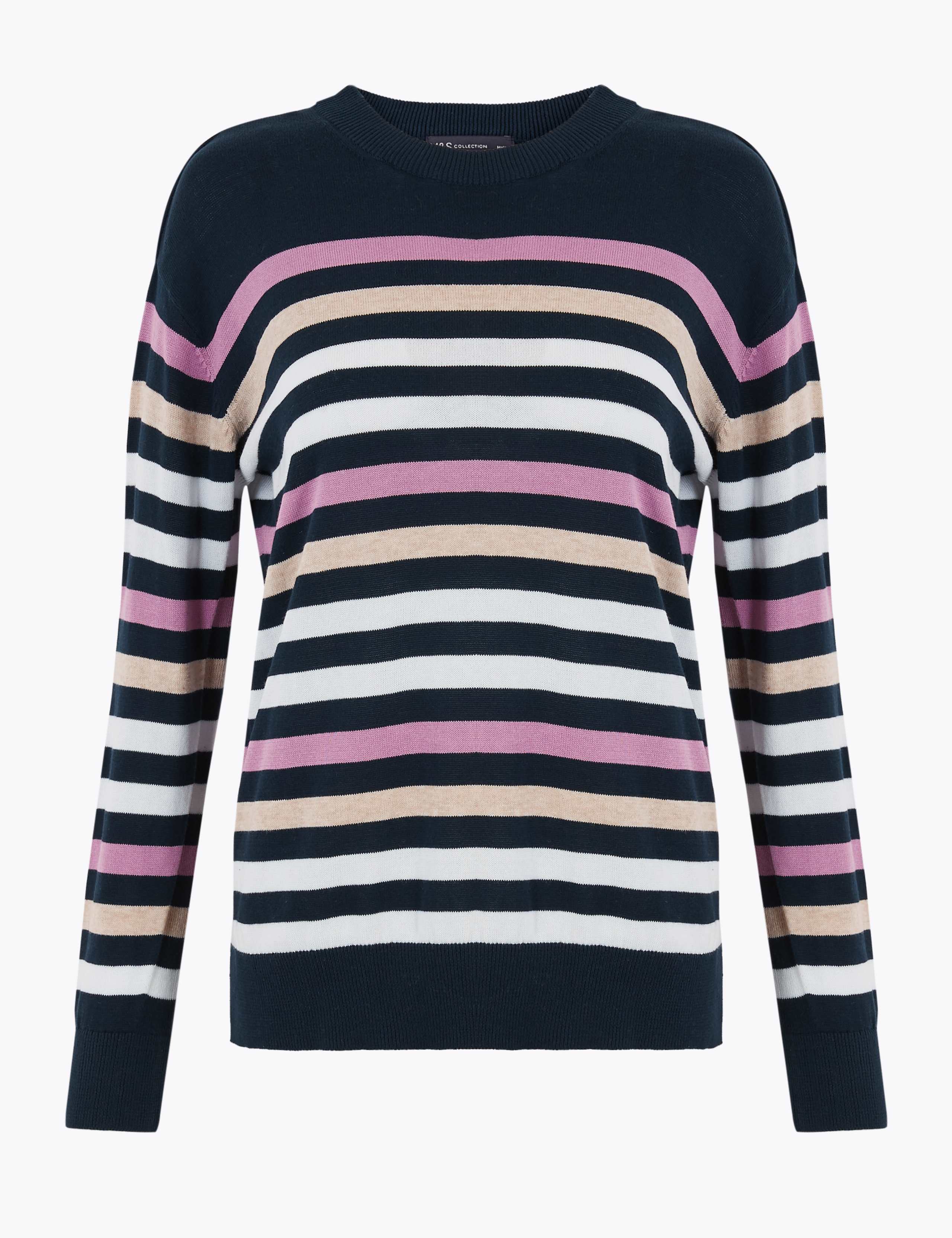 Pure Cotton Striped Relaxed Jumper 2 of 5