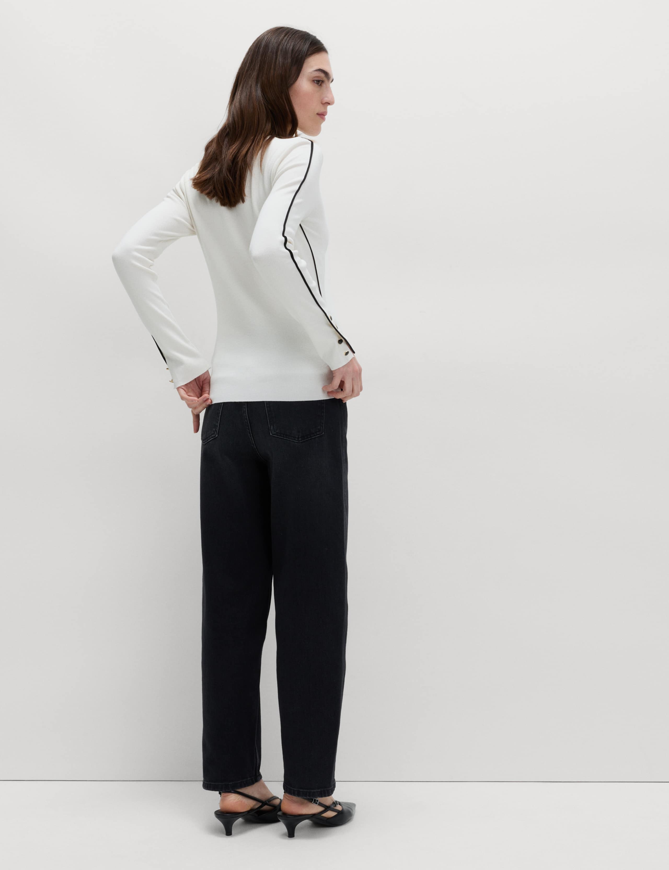 Ribbed Crew Neck Tipped Detail Jumper 3 of 5