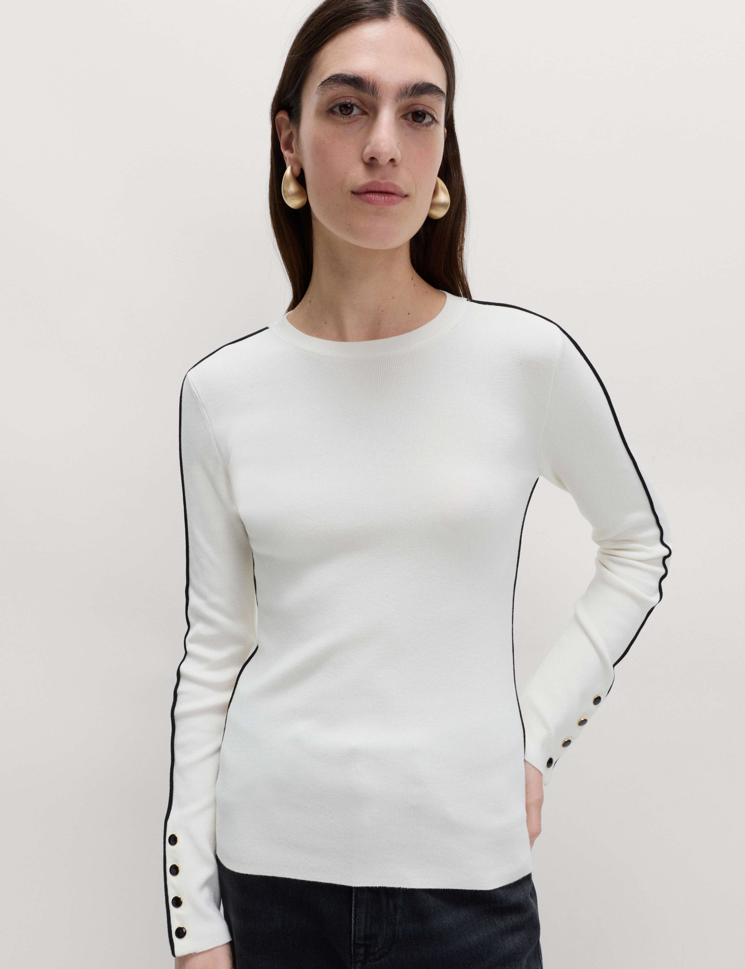 Ribbed Crew Neck Tipped Detail Jumper 2 of 3