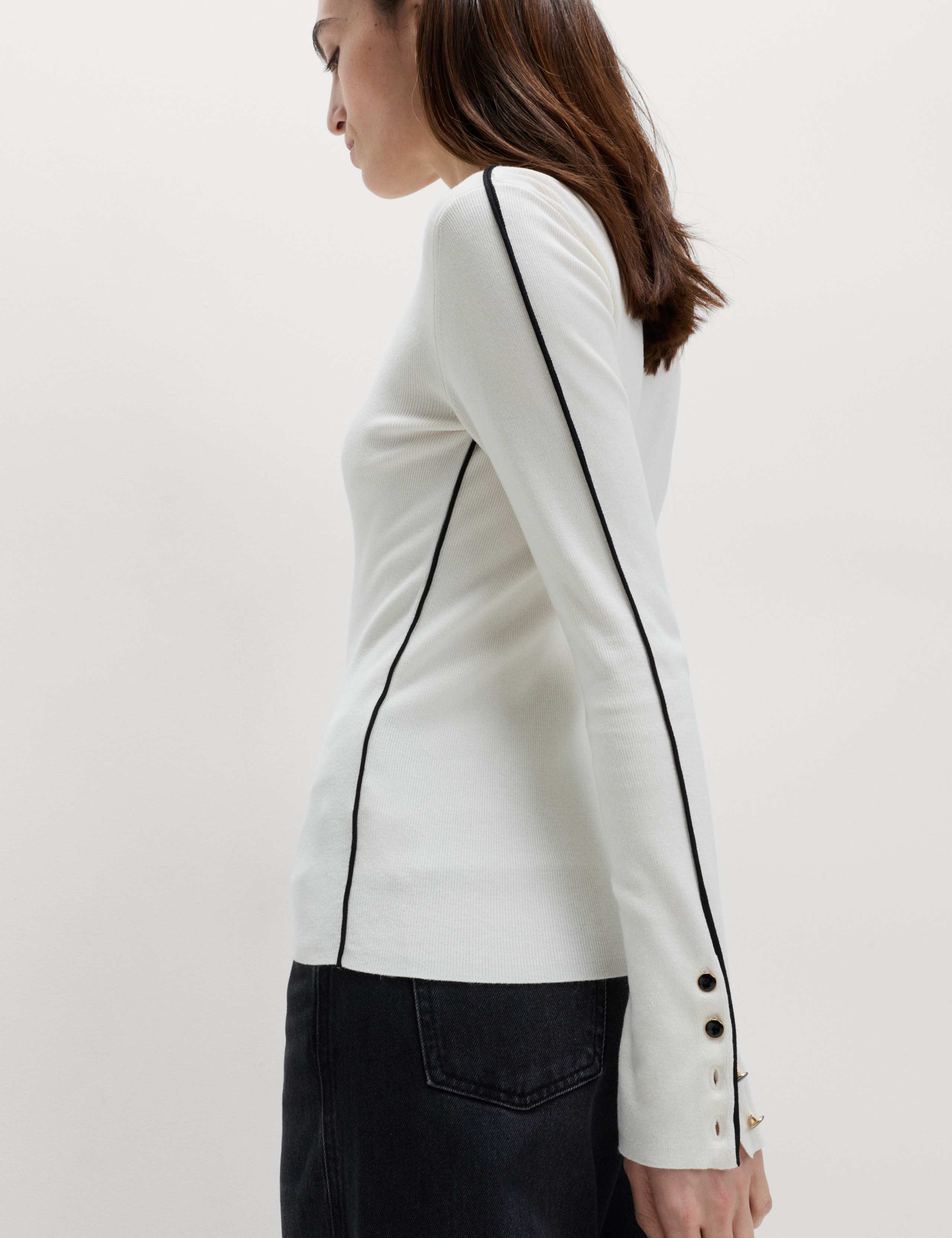 Ribbed Crew Neck Tipped Detail Jumper 3 of 3