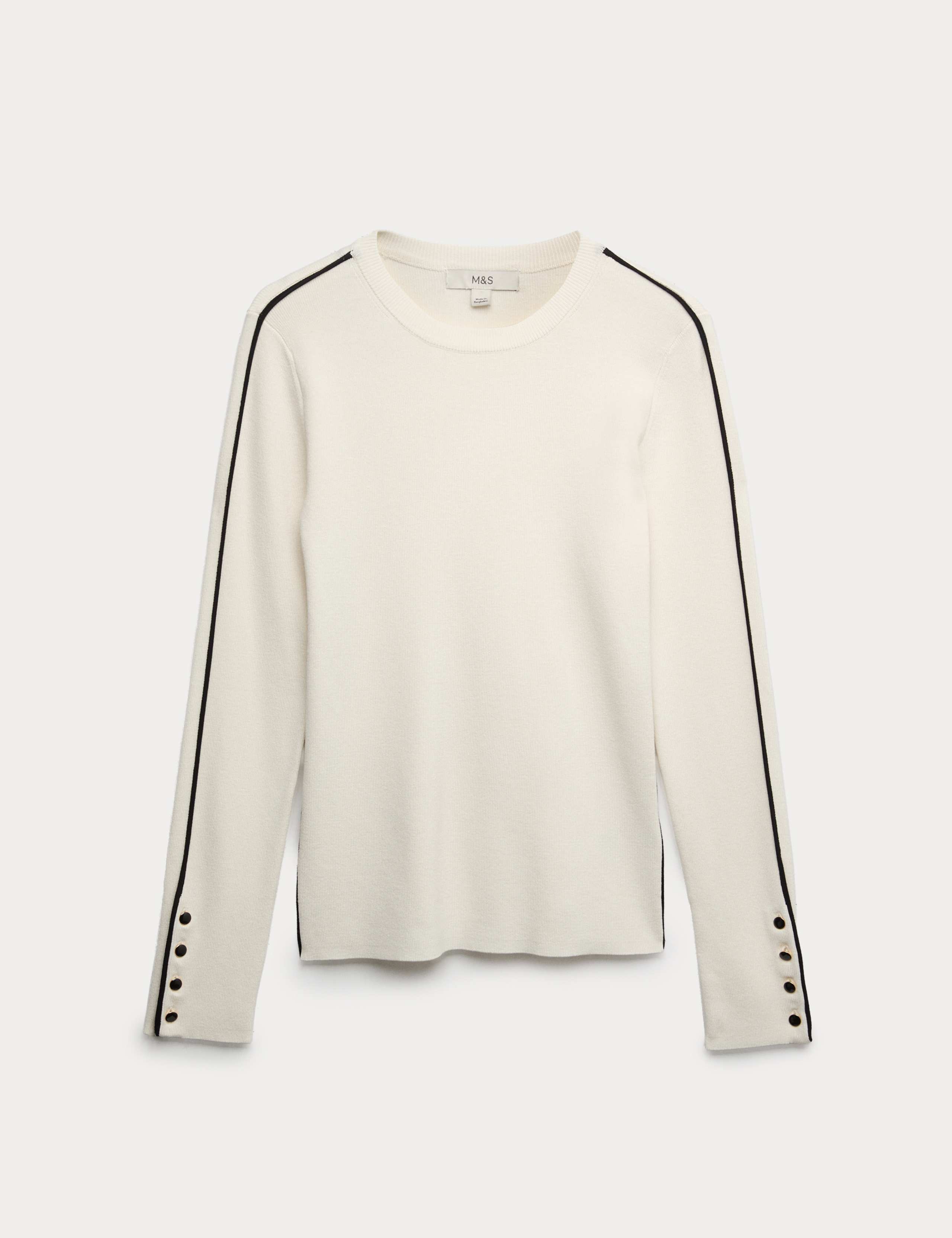 Ribbed Crew Neck Tipped Detail Jumper 1 of 3