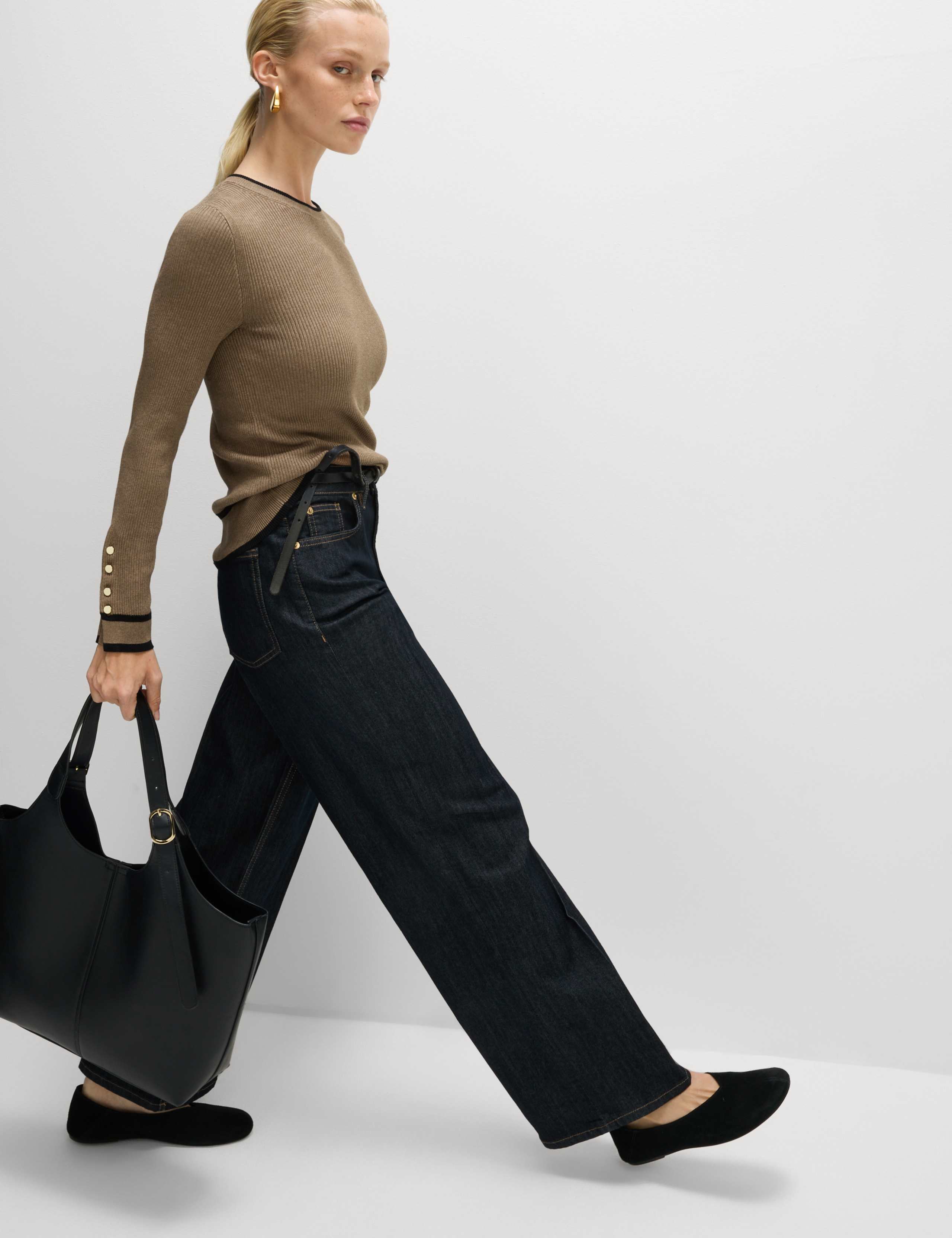 Ribbed Tipped Detail Crew Neck Jumper 6 of 7
