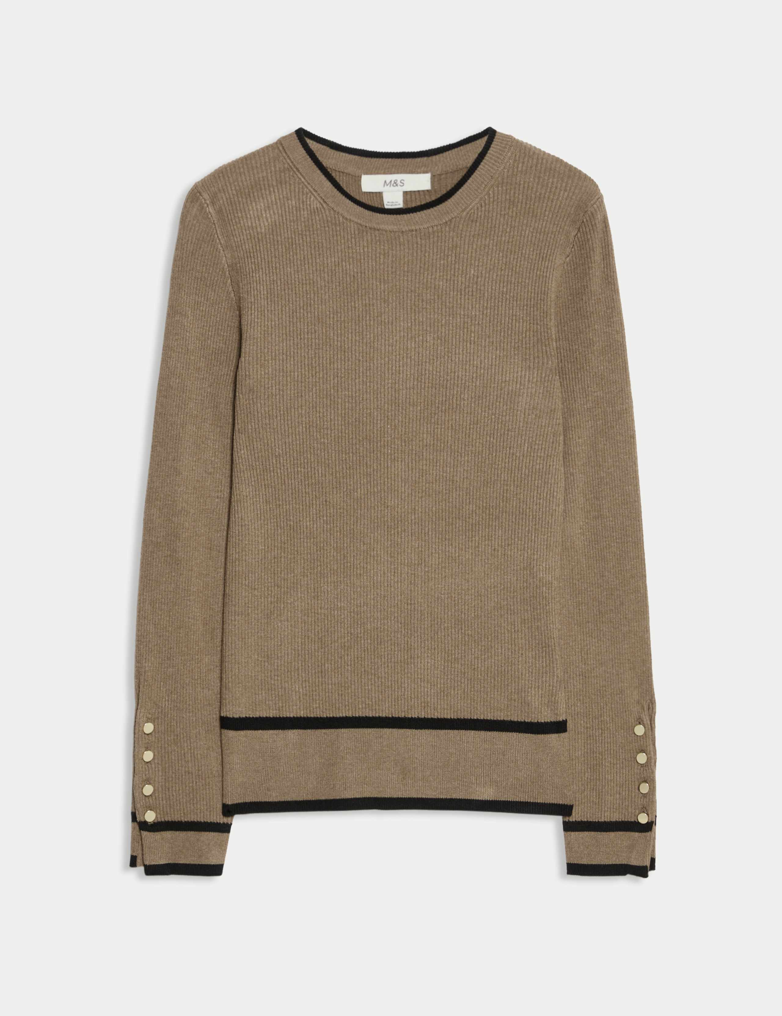 Ribbed Tipped Detail Crew Neck Jumper 2 of 7